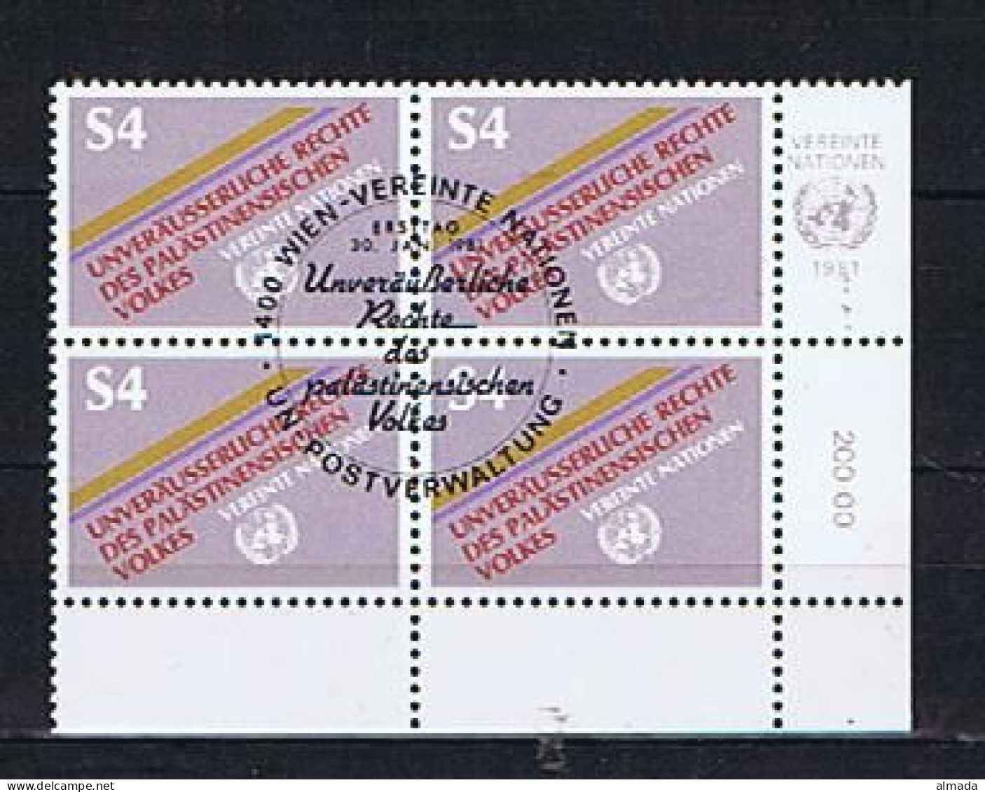 UN Vienna / Wien:  Michel 16 Used Block Of Four, Gestempelt - Usati