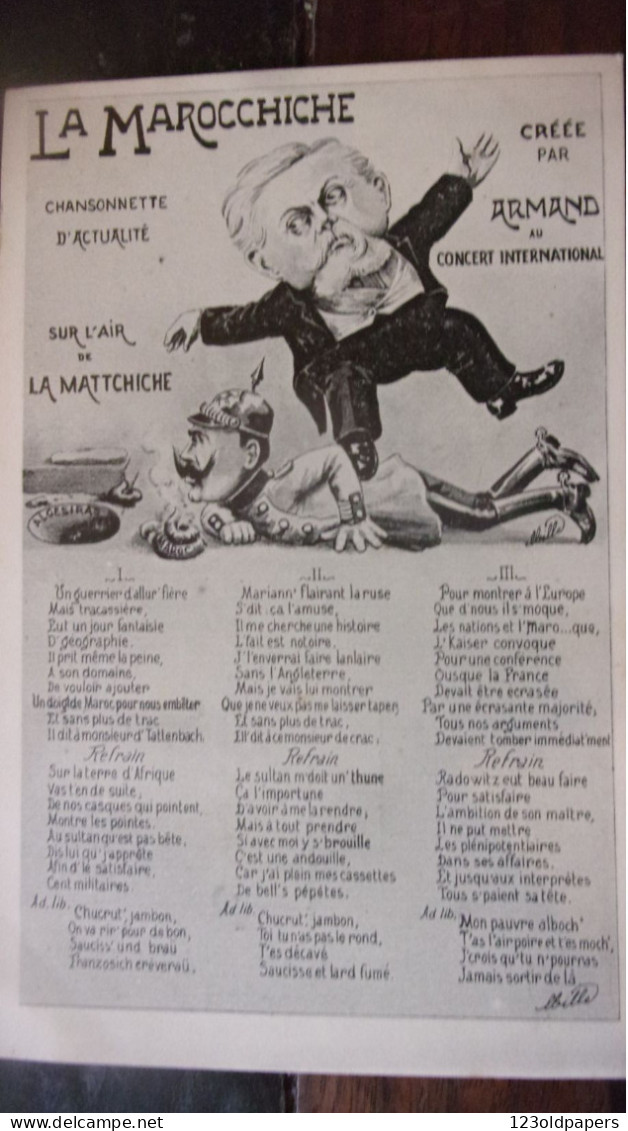 Politique Satirique - La Marocchiche Chansonnette Armand Fallières Partage Maroc Algésiras Guillaume II - Satirisch