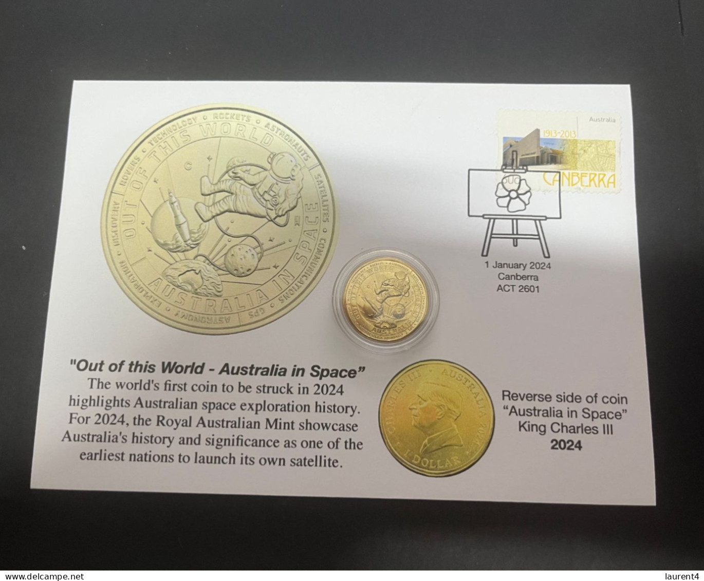 (16-1-2024) (1 X 16) "Out Of This World - Australia In Space" $ 1.00 Coin (with 2024 King Charles Coinage) - Dollar