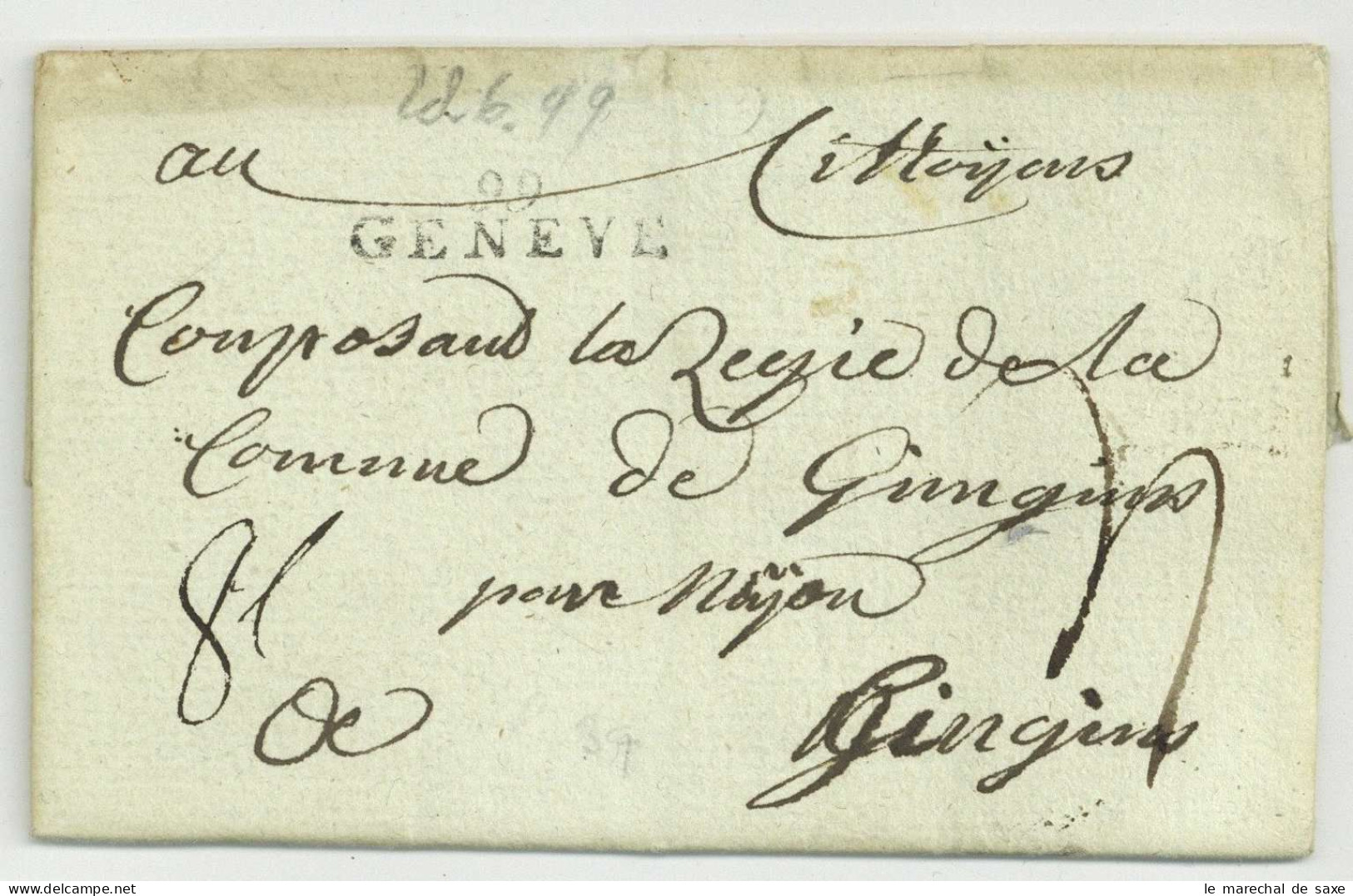 99 GENEVE Pour Gingins 1799 - 1792-1815 : Departamentos Conquistados
