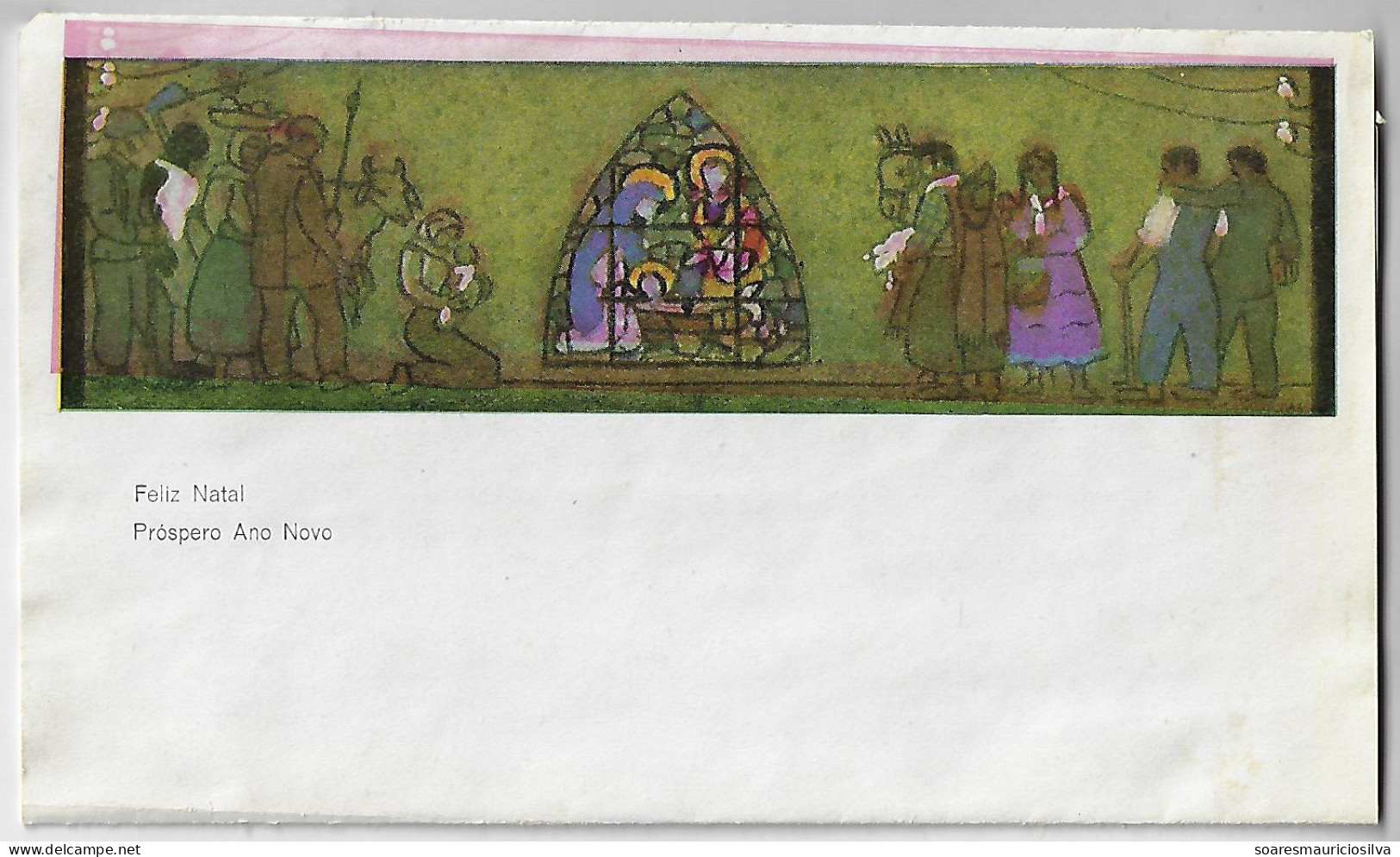 Brazil 1960s Postal Stationery Letter Sheet Stamp Cr$15 Nativity Scene Displaced Magenta Color Christmas - Postwaardestukken