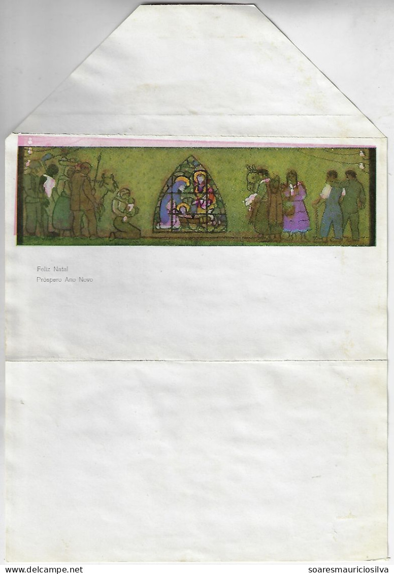 Brazil 1960s Postal Stationery Letter Sheet Stamp Cr$15 Nativity Scene Displaced Magenta Color Christmas - Postwaardestukken