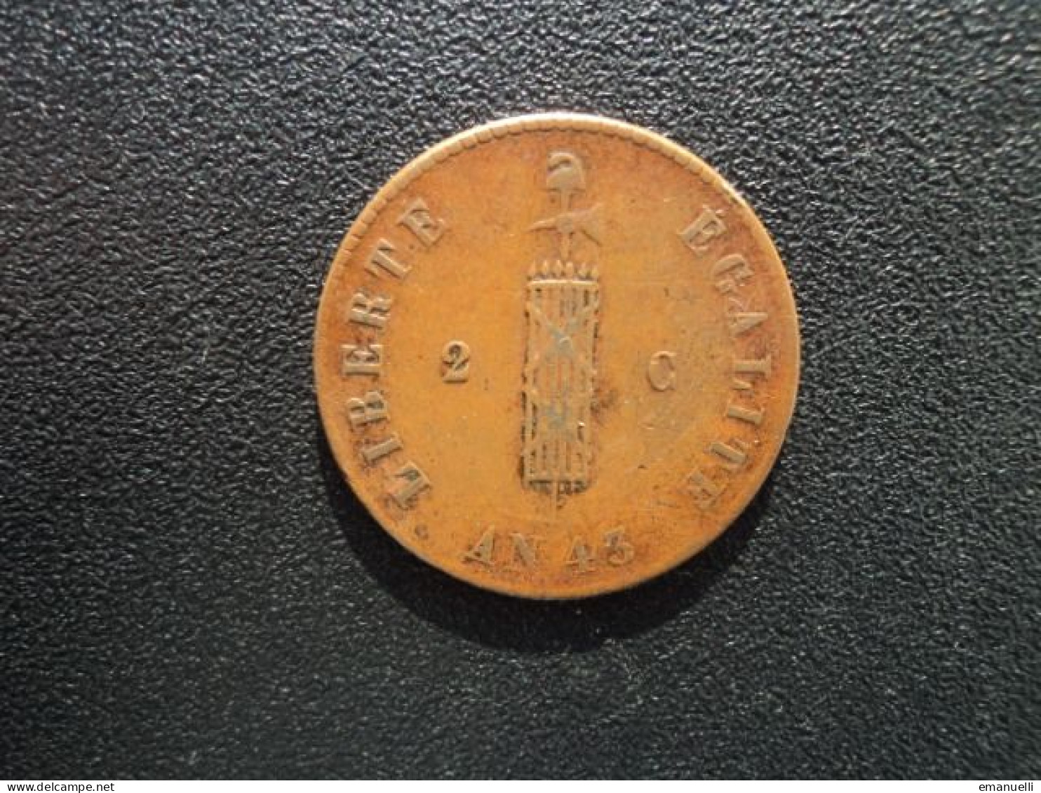 RÉPUBLIQUE D' HAÏTI * : 2 CENTIMES  1846 / AN 43   KM 26      TTB - Haití