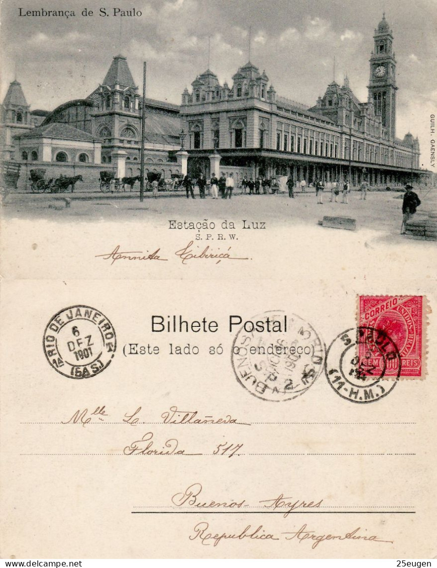 BRAZIL 1901 POSTCARD SENT TO BUENOS AIRES - Storia Postale