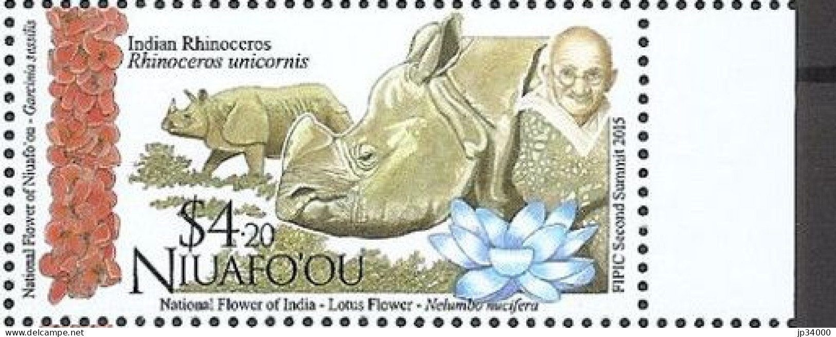 NIUAFO'OU Rhinocéros, Yvert 1 Valeur émise En 2015 ** Neuf Sans Charnière, MNH - Rinocerontes