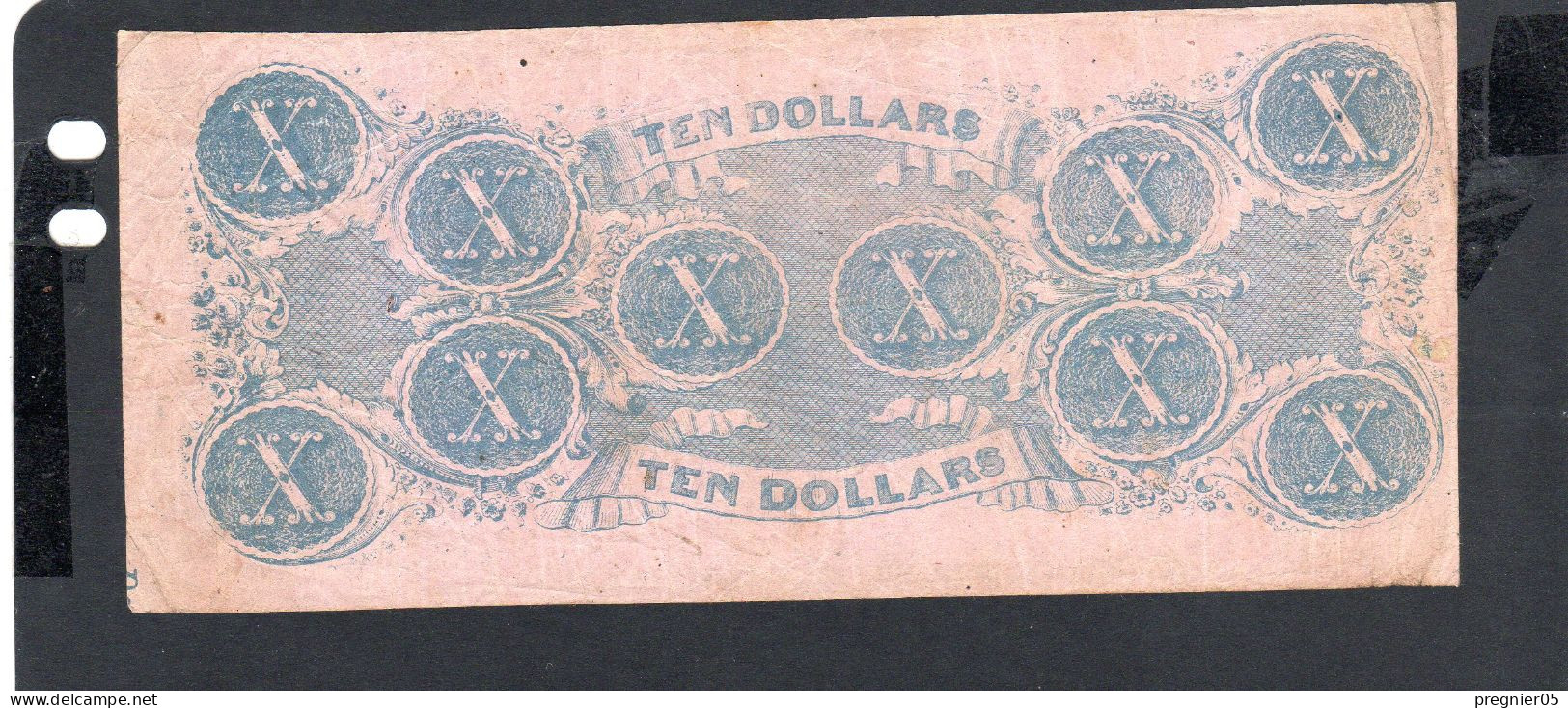 USA - Billet  10 Dollar États Confédérés 1862 TB/F P.052 - Valuta Van De Bondsstaat (1861-1864)