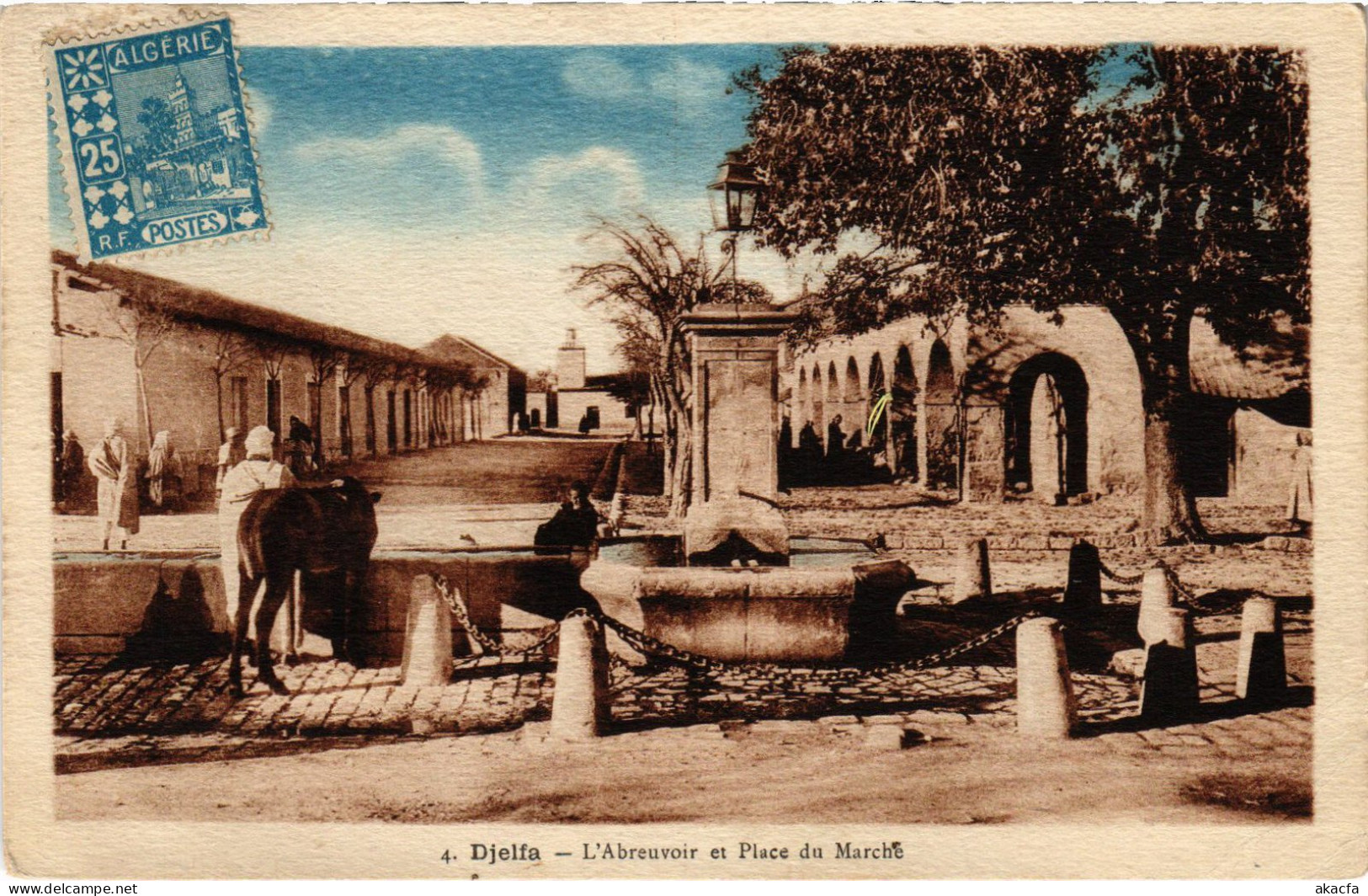 CPA AK DJELFA L'Abreuvoir Et Place Du Marche ALGERIA (1380411) - Djelfa