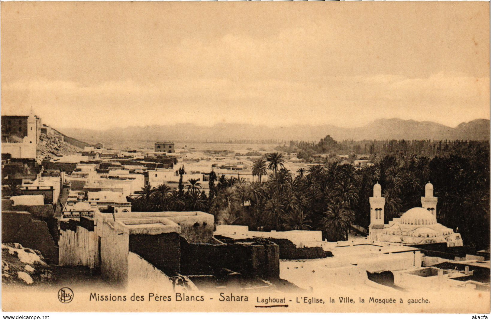 CPA AK LAGHOUAT L'Eglise - La Ville - La Mosquee A Gauche ALGERIA (1380578) - Laghouat