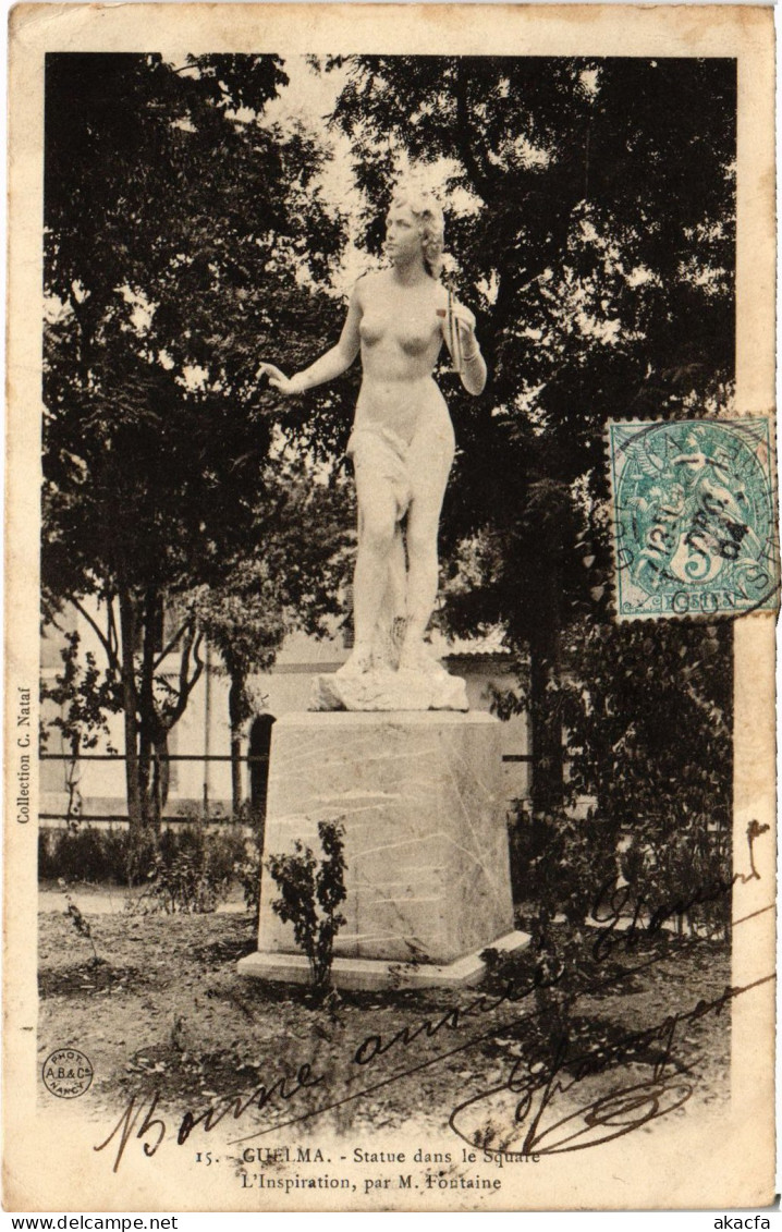 CPA AK GUELMA Statue Dans Le Square - L'Inspiration ALGERIA (1380540) - Guelma