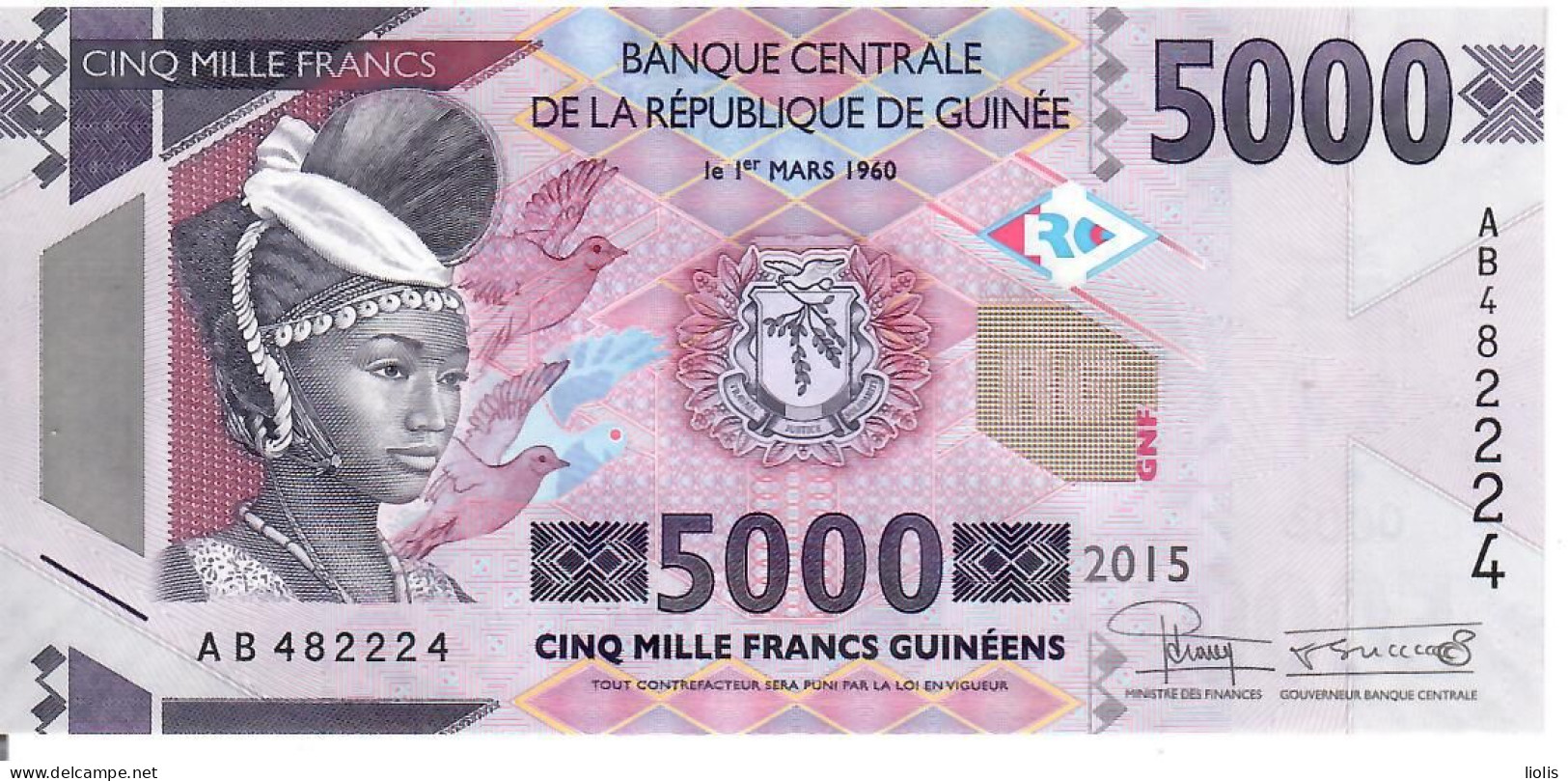 Guinea  P-49  5000 Francs  2015  UNC - Guinea