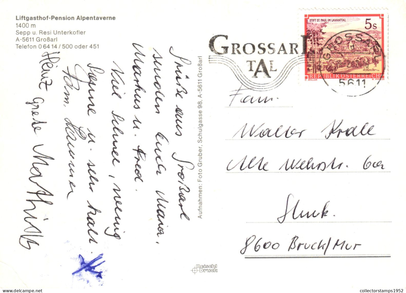 GROSSARL, MULTIPLE VIEWS, ARCHITECTURE, PENSION, RESTAURANT, SKI RESORT, AUSTRIA, POSTCARD - Grossarl