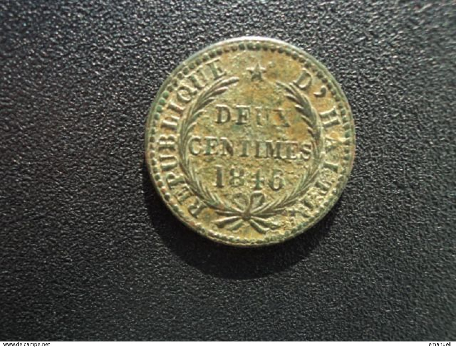 RÉPUBLIQUE D' HAÏTI * : . (point) ** 2 CENTIMES  1846 / AN 45 / 43 ***    KM 27  Magnifique TTB+ - Haïti