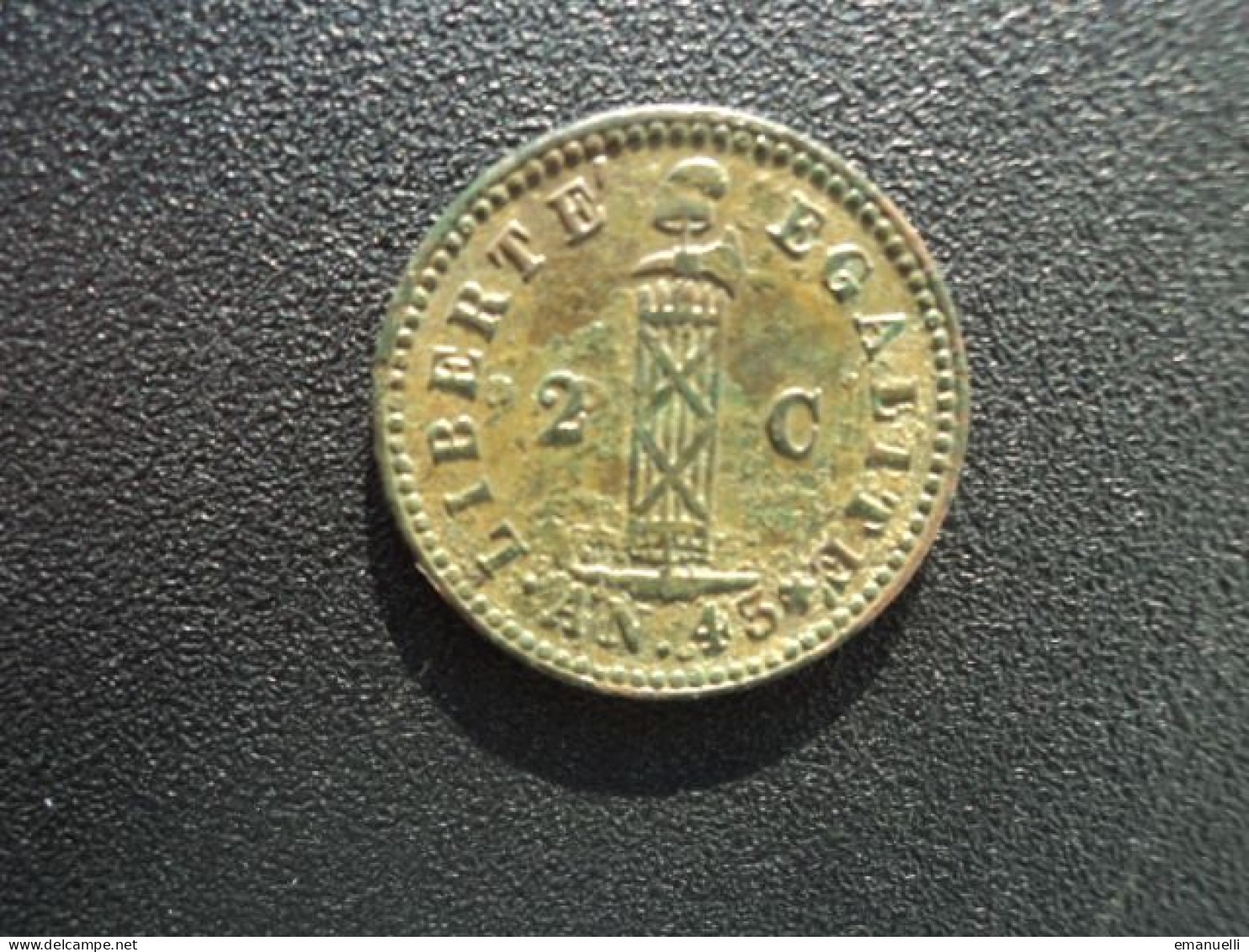 RÉPUBLIQUE D' HAÏTI * : . (point) ** 2 CENTIMES  1846 / AN 45 / 43 ***    KM 27  Magnifique TTB+ - Haiti