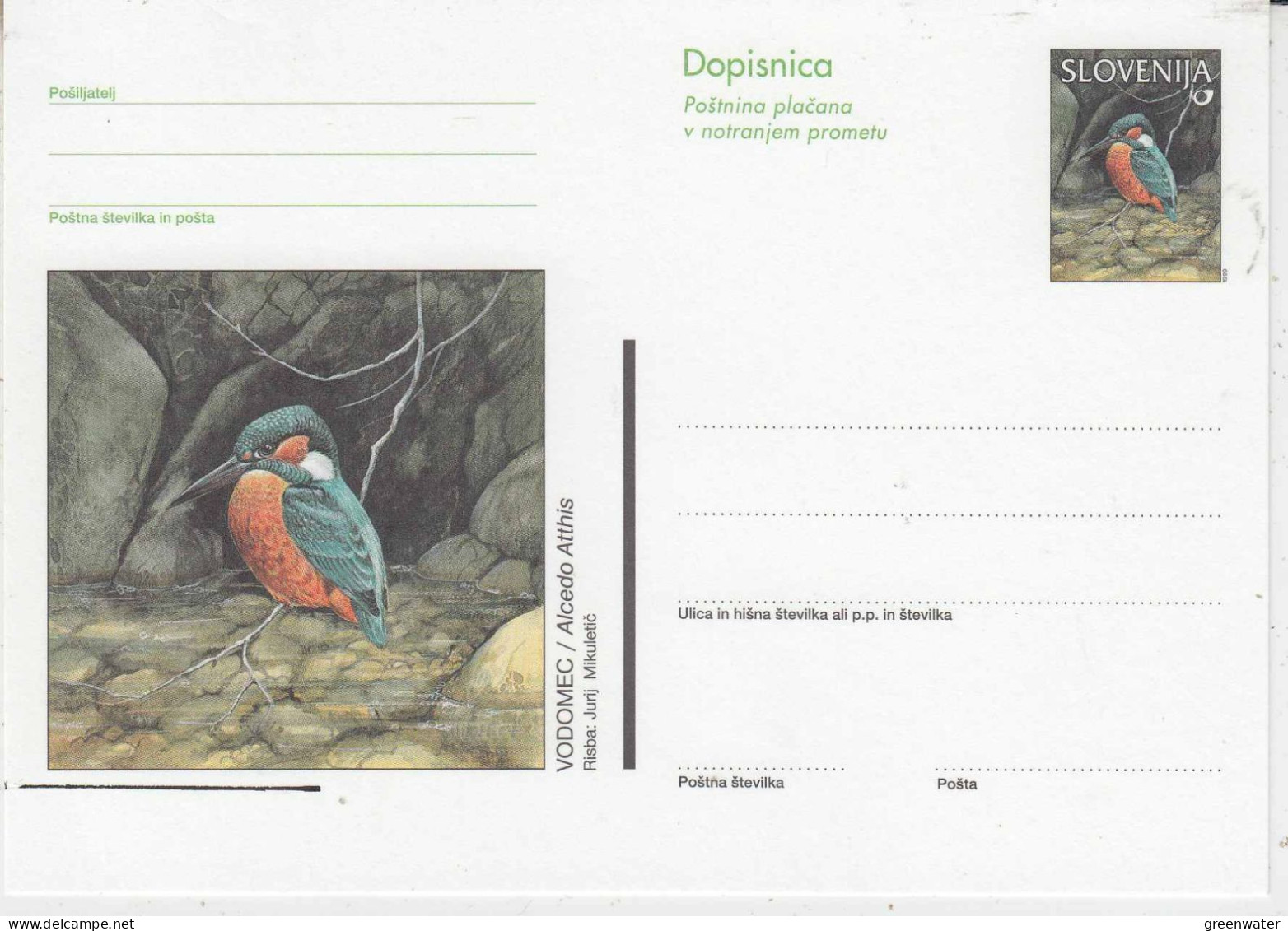 Slovenia Postal Stationery Eisvogel Unused (PD160) - Arctic Wildlife