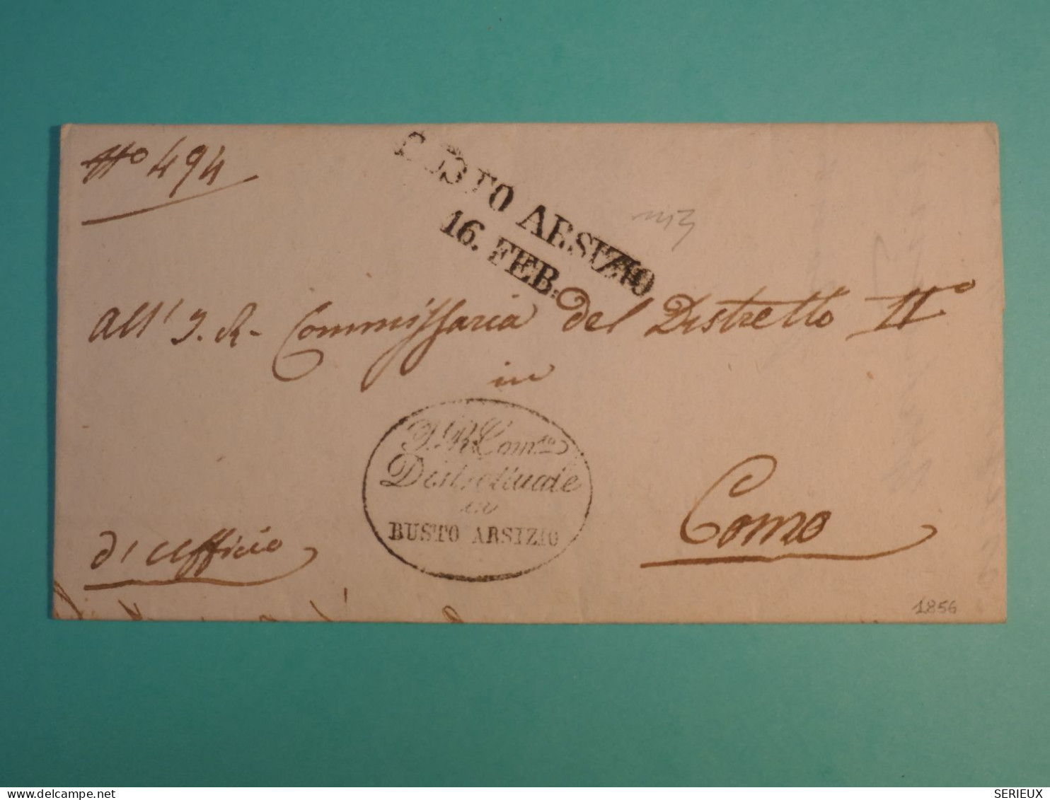 DG14 LOMBARDO VENETO ITALIA    LETTRE   1856   A  COMO    +AFF. INTERESSANT+++ - Ohne Zuordnung