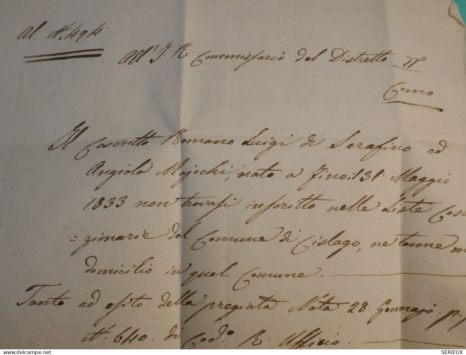 DG14 LOMBARDO VENETO ITALIA    LETTRE   1856   A  COMO    +AFF. INTERESSANT+++ - Sin Clasificación