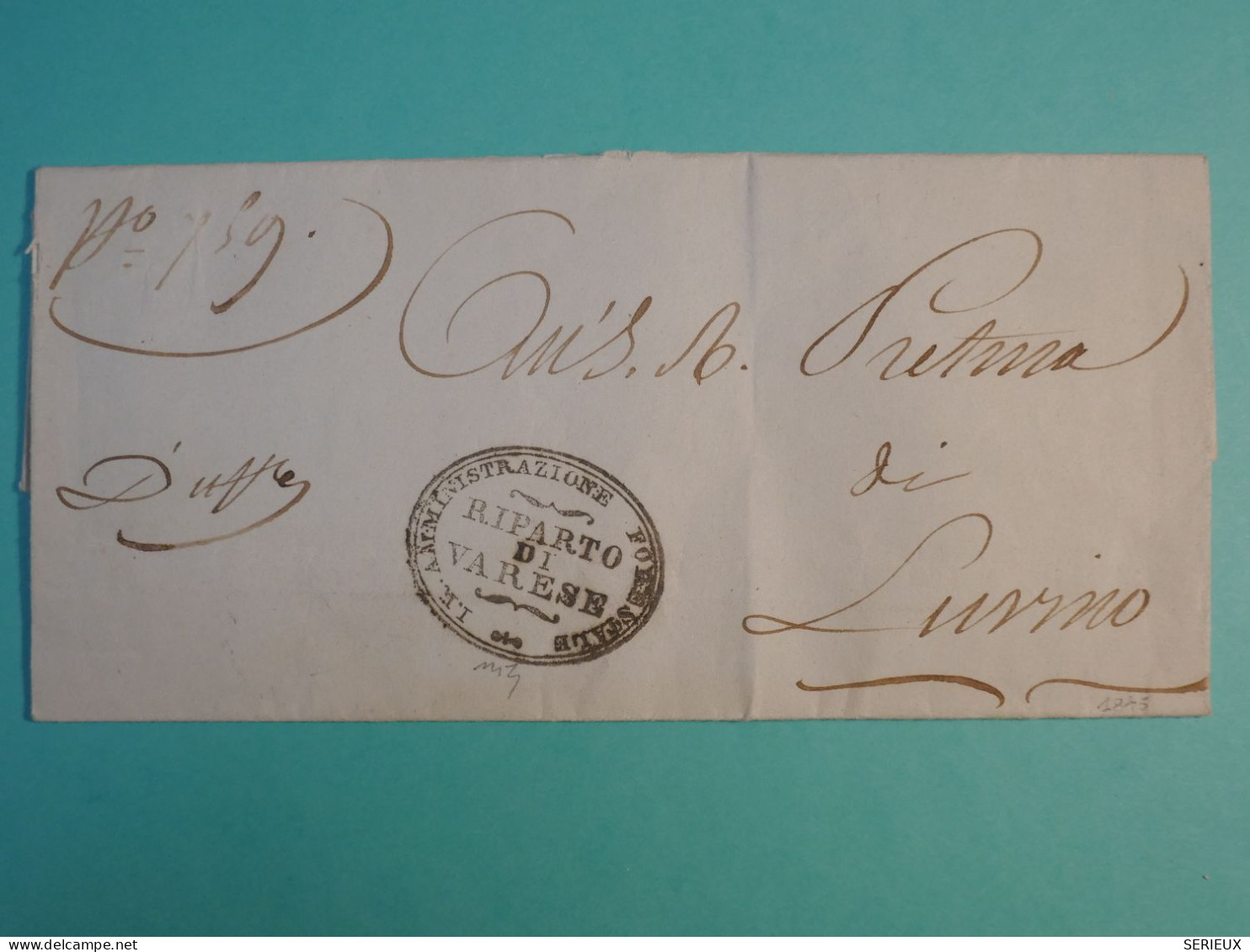 DG14 LOMBARDO VENETO ITALIA   LETTRE   1845  VARESE A LUVINO   +AFF. INTERESSANT+++ - Non Classés