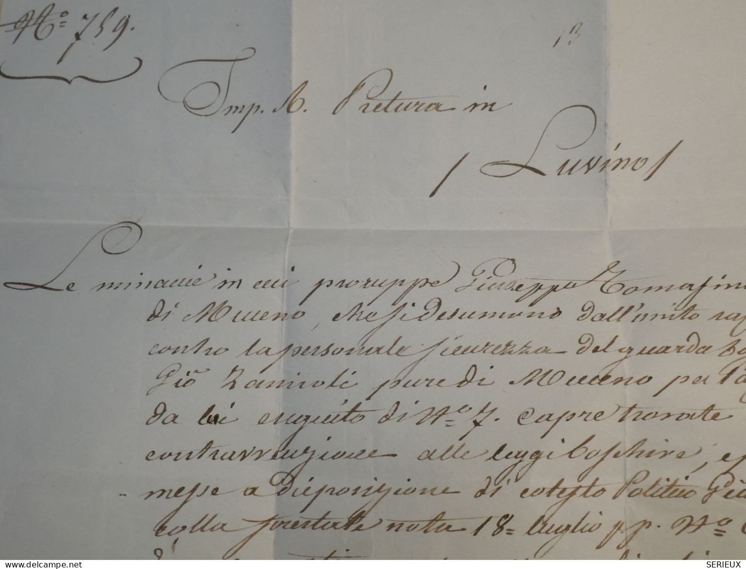 DG14 LOMBARDO VENETO ITALIA   LETTRE   1845  VARESE A LUVINO   +AFF. INTERESSANT+++ - Sin Clasificación