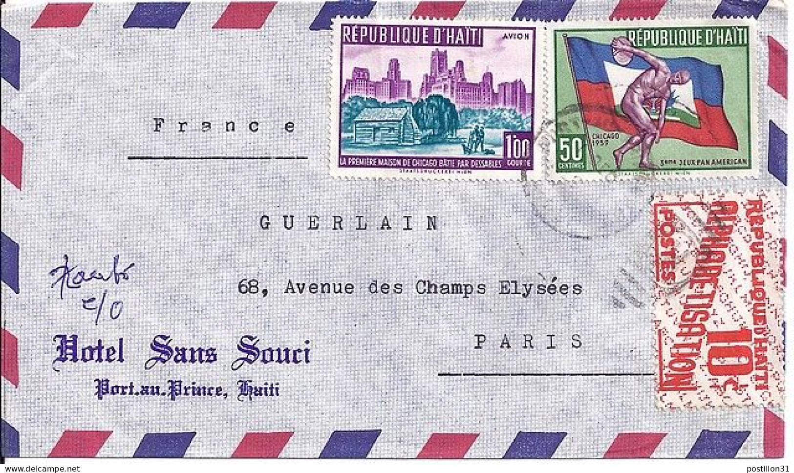 HAITI N° 449/428/PA174 S/L. DE PORT AUX PRINCES/1.12.59 POUR LA FRANCE - Haïti