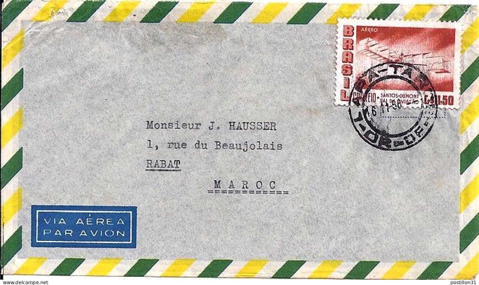 BRESIL N° PA73 S/L. DE LAPA TARDES/16.11.56 POUR LE MAROC - Covers & Documents