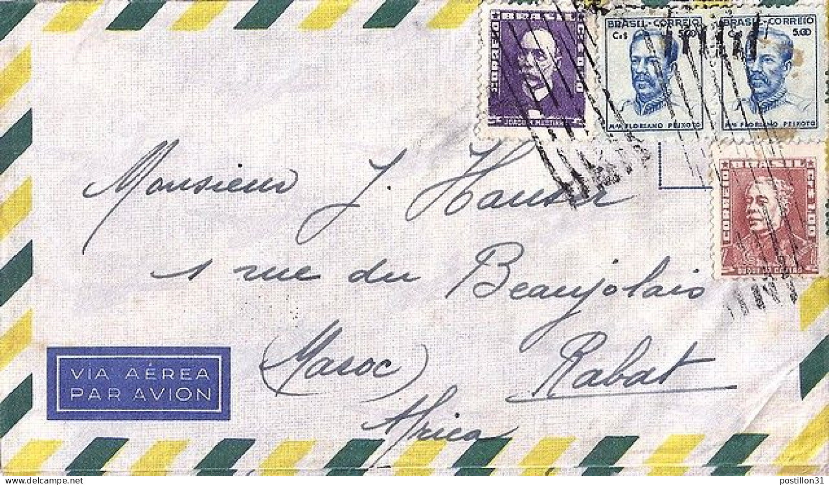 BRESIL N° 468Ax2/581/583 S/L. DE SAO PAULO/1956 POUR LE MAROC - Storia Postale