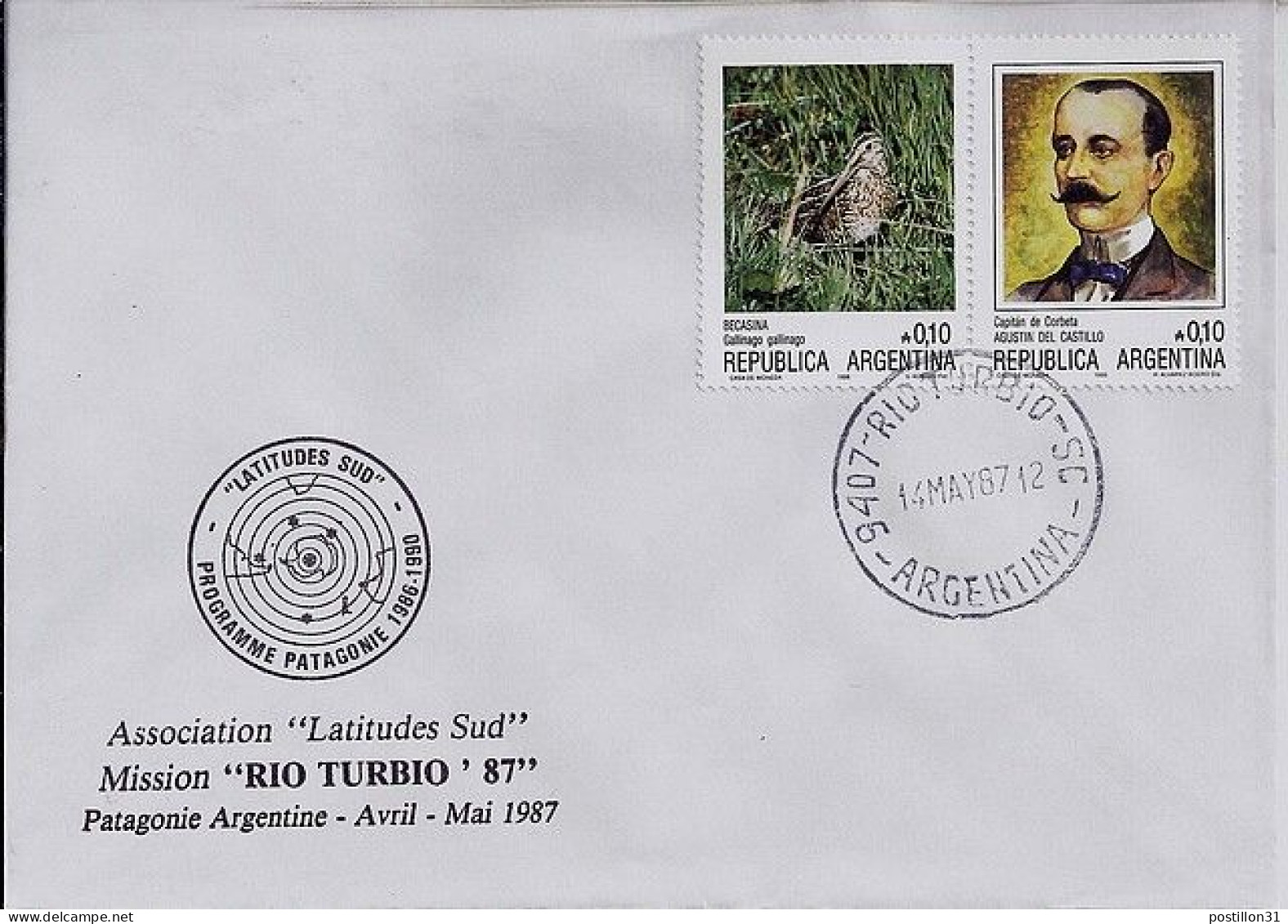 ARGENTINE N° 1532/1533 S/L. DE RIO TURBIO/14.5.87 - Storia Postale