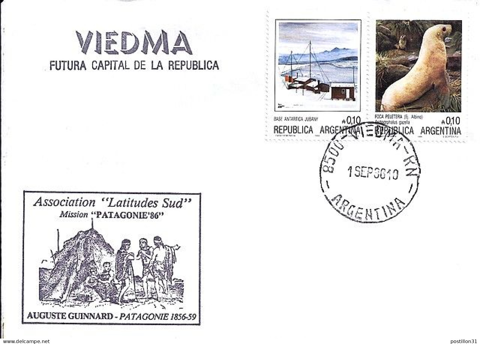 ARGENTINE N° 1522/1523 S/L. DE VIEDMA/1.9.86 - Cartas & Documentos