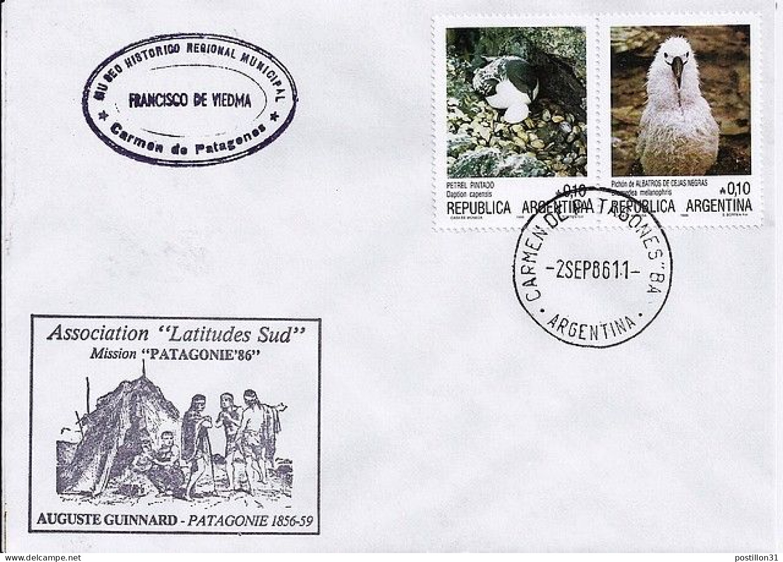 ARGENTINE N° 1526/1527 S/L. DE CARMEN DE PATAGONES/2.9.86 - Storia Postale