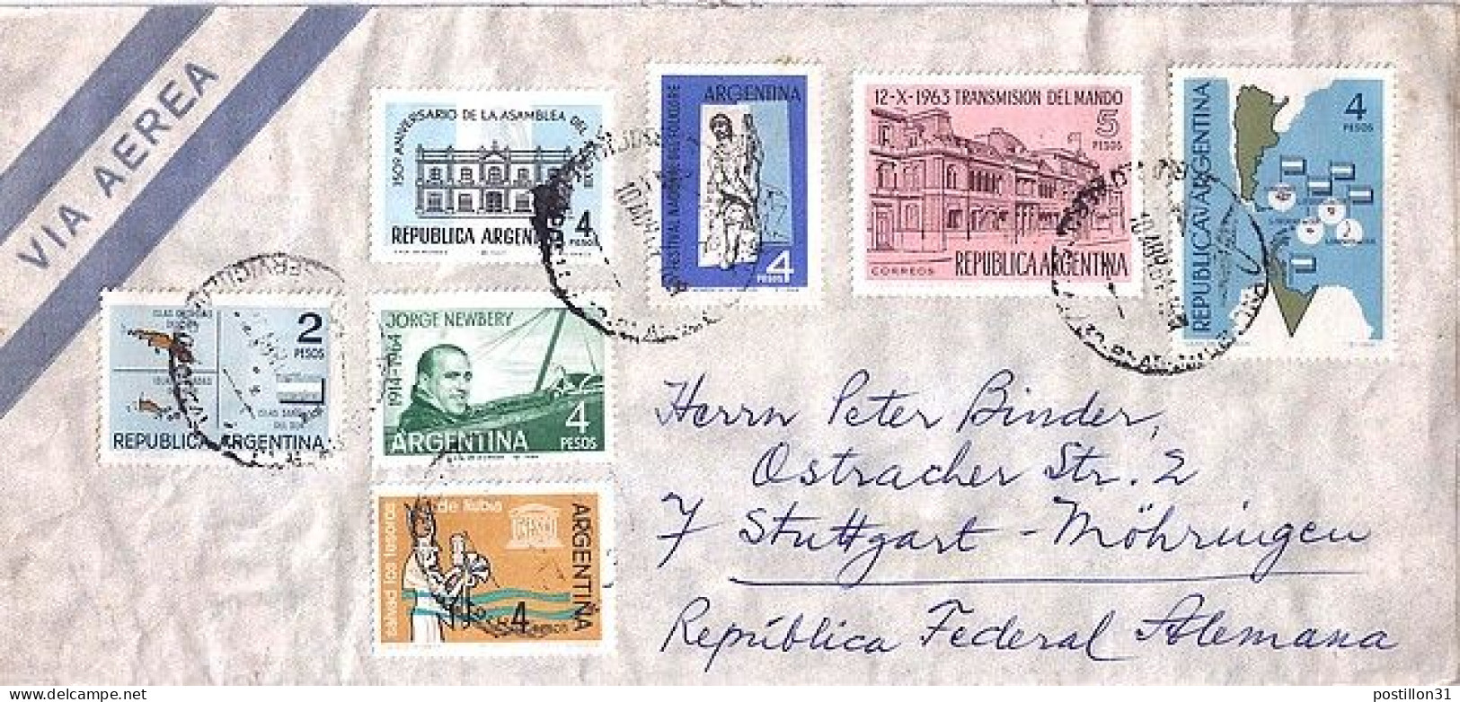 ARGENTINE N° 683/675/681/670/684/682/674 S/L. DE BUENOS AIRES/10.4.64 POUR L’ALLEMAGNE - Storia Postale