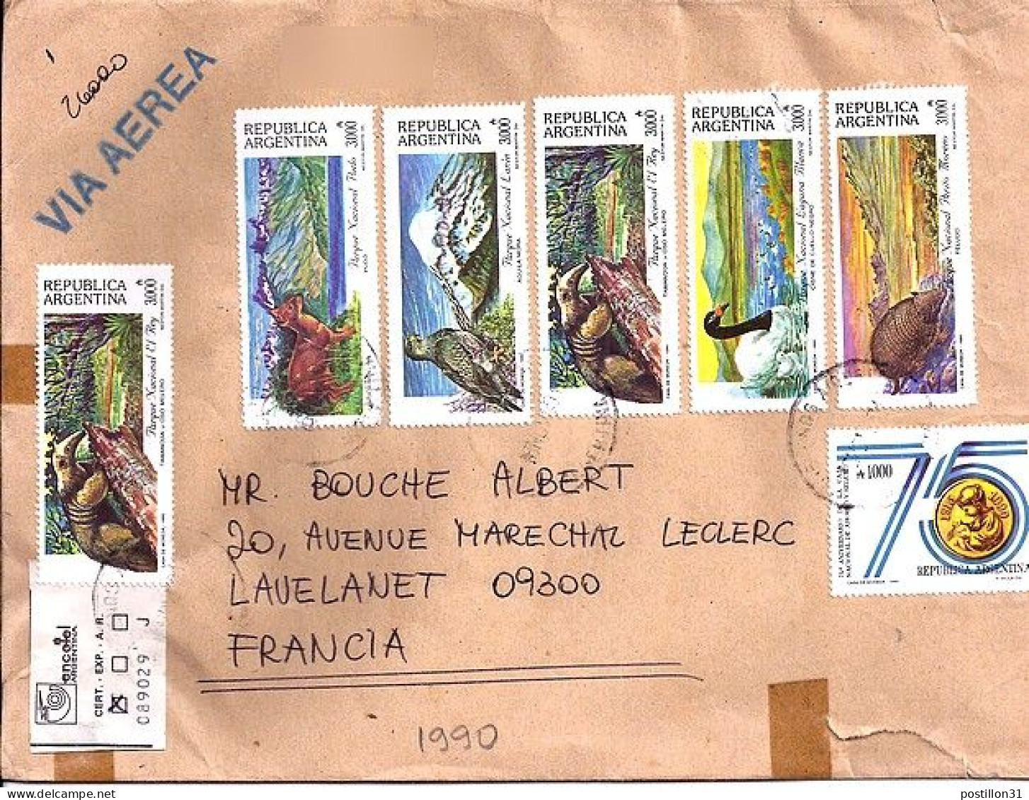 ARGENTINE N° S/L. DE BUENOS AIRES/18.11.90 POUR LA FRANCE - Storia Postale