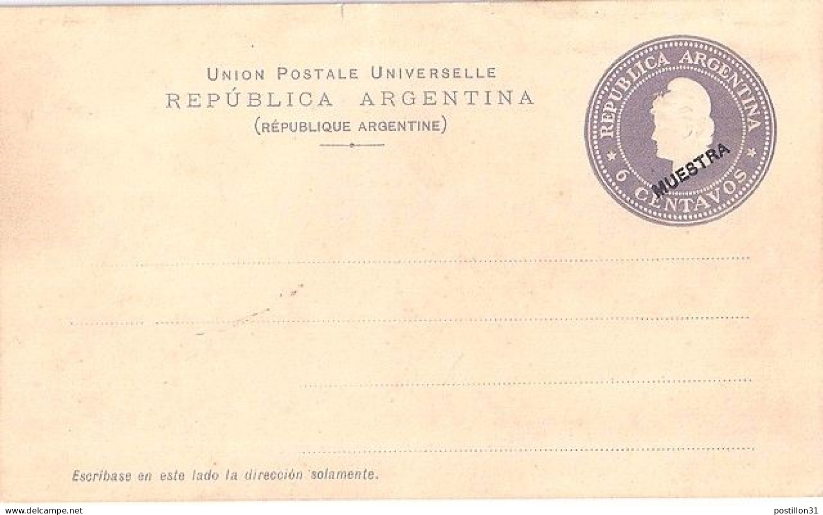 ARGENTINE N° ENTIER POSTAL CP 6c NEUF - Briefe U. Dokumente