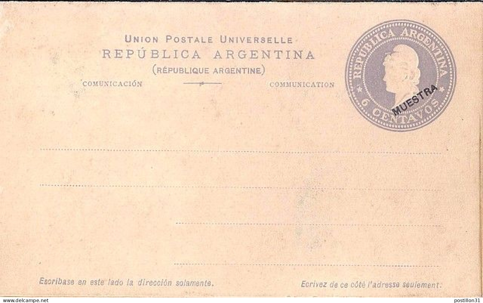 ARGENTINE N° ENTIER POSTAL CP 6c + REPONSE PAYEE   NEUF - Cartas & Documentos