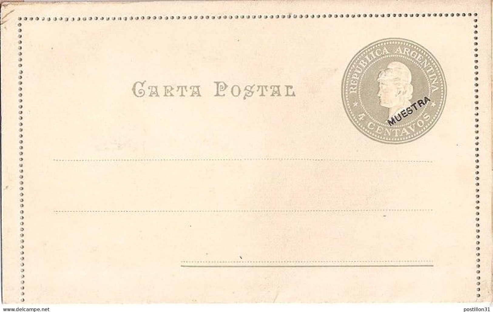 ARGENTINE N° ENTIER POSTAL CP 4c NEUF - Briefe U. Dokumente