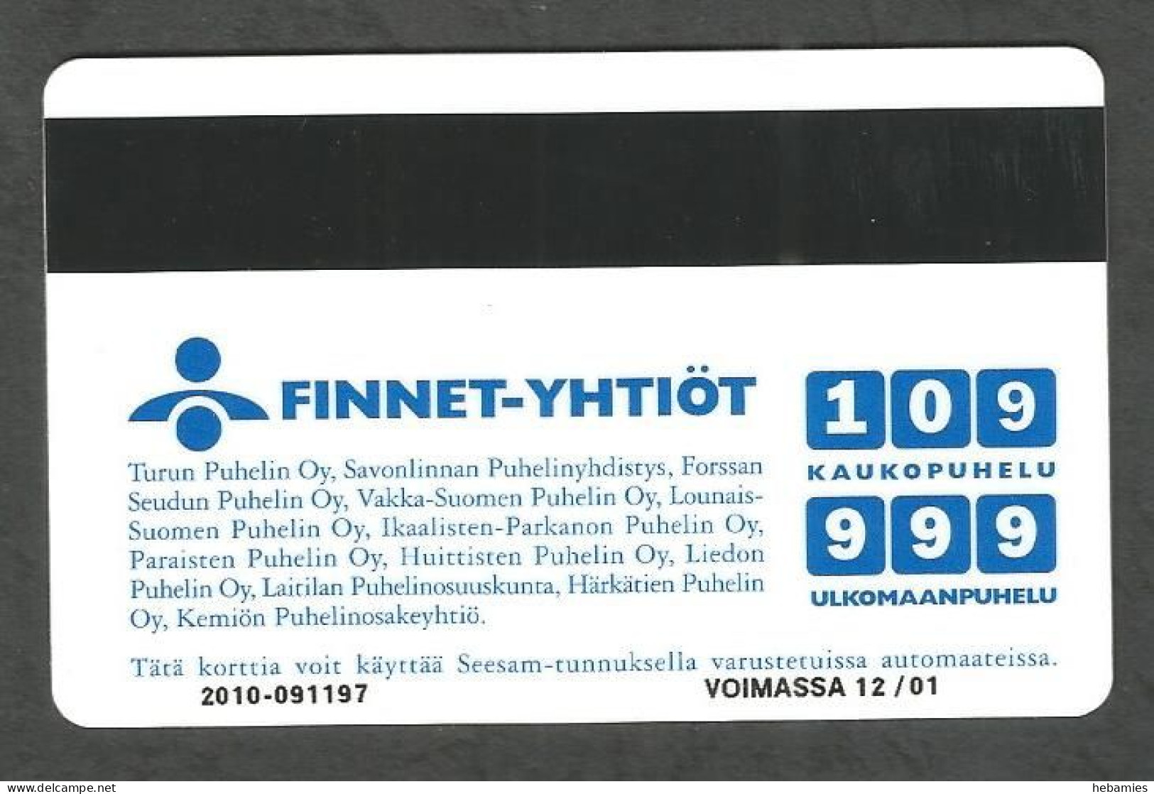 OLD BUS - 10 FIM FINNET Operator - Magnetic Card - FINLAND - - Cars
