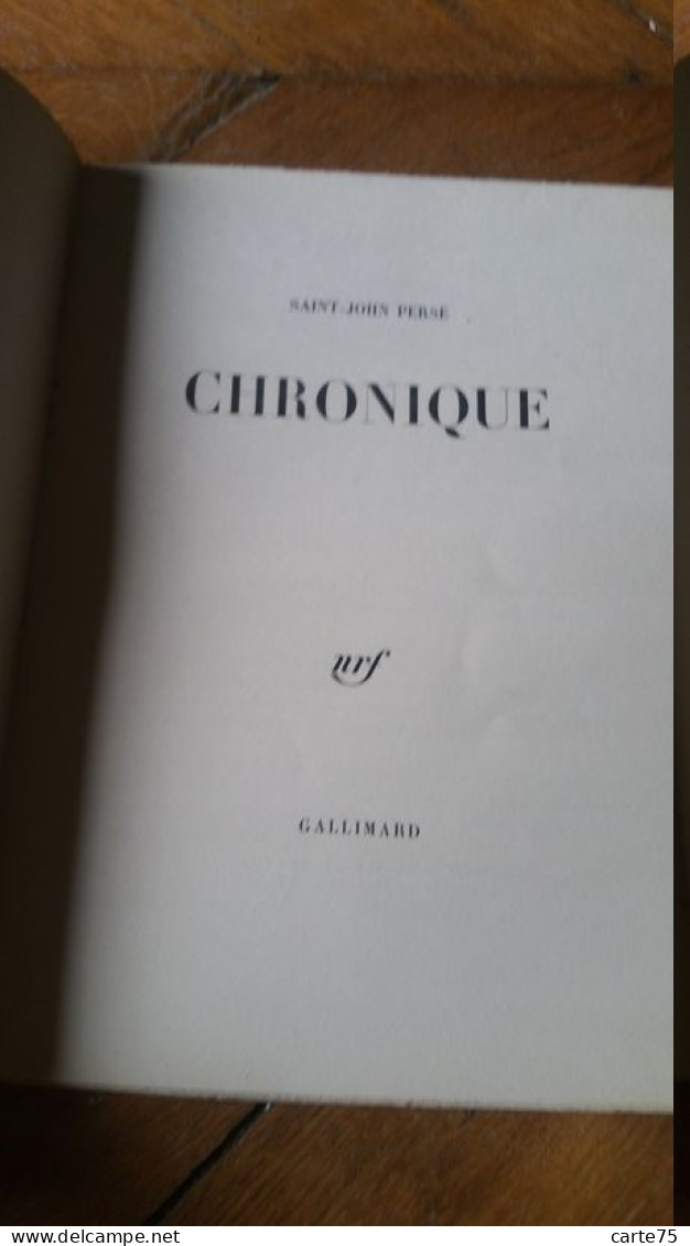 Chronique , Saint John Perse , NRF , Gallimard , 1960 - Auteurs Français