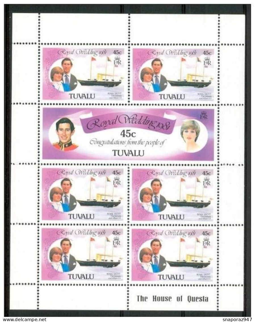 1981 Tuvalu Lady Diana Royal Wedding Set MNH** B54 - Familles Royales