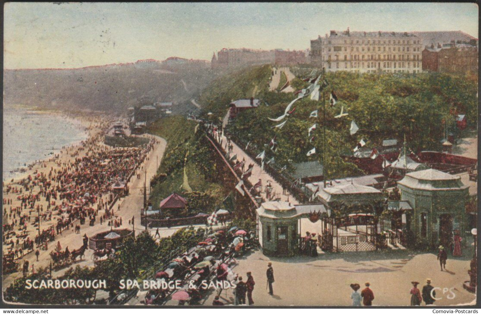 Spa Bridge & Sands, Scarborough, Yorkshire, 1905 - CPS Postcard - Scarborough