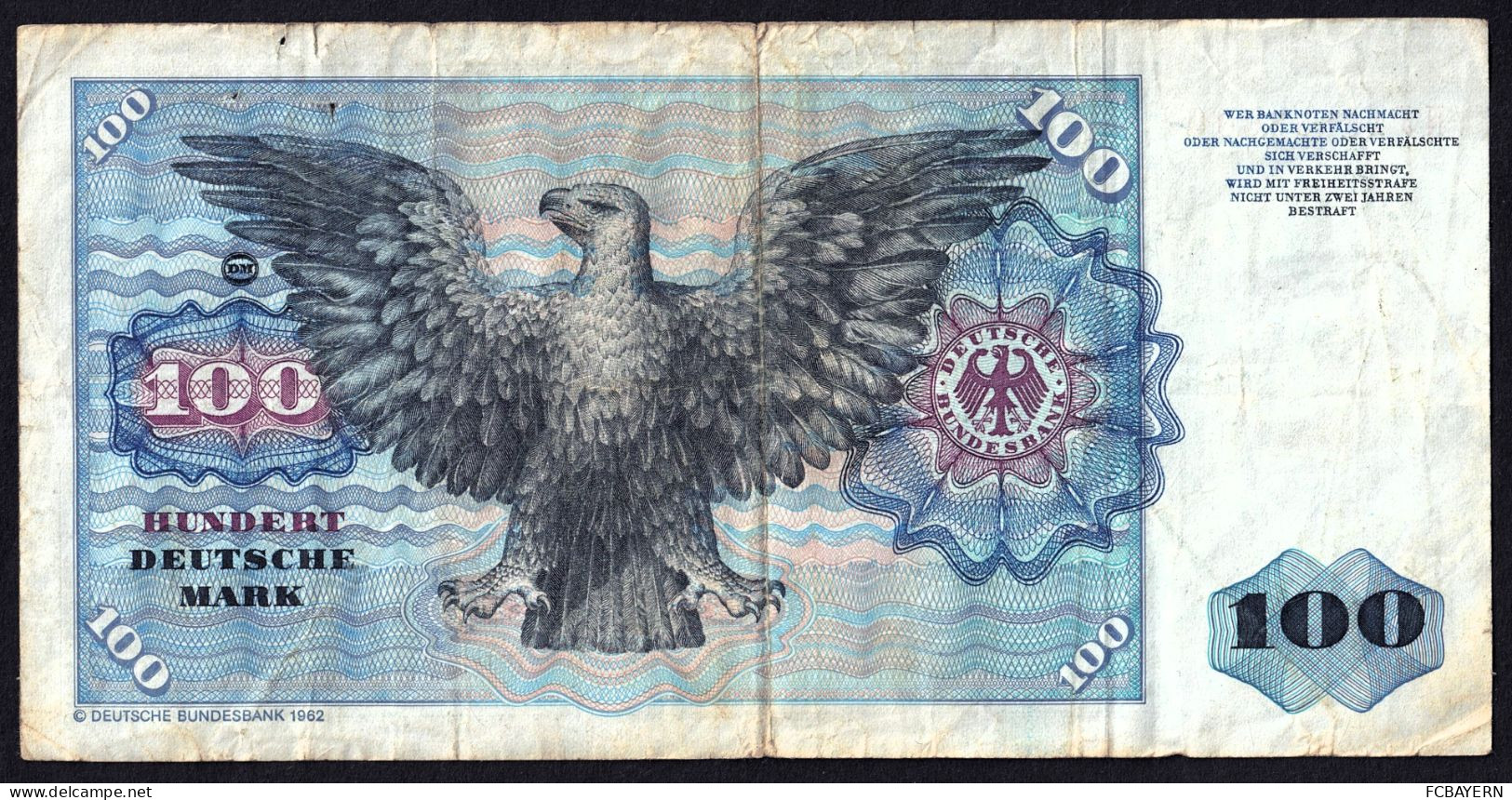 Deutsche Banknote 100 DM (NJ1685366Q) Stark Gebraucht - Siehe Fotos - 100 Deutsche Mark