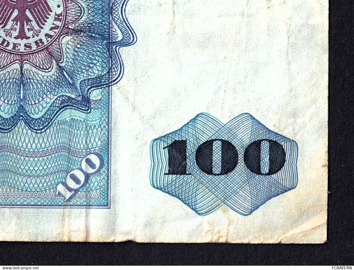 Deutsche Banknote 100 DM (NJ1685366Q) stark gebraucht - siehe Fotos