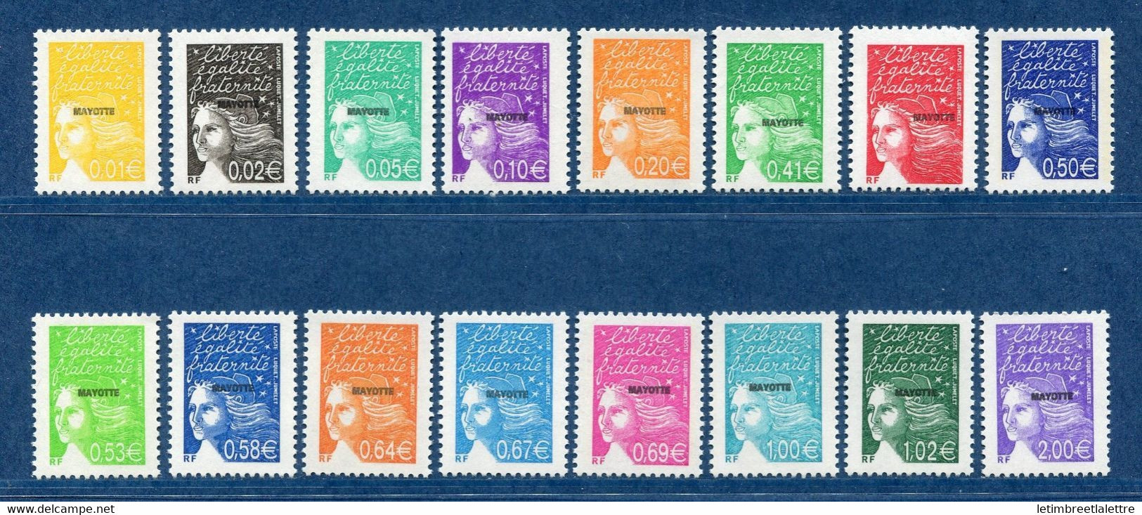 Mayotte - YT N° 112 à 127 ** - Manque 114 -  Neuf Sans Charnière - 2002 - Unused Stamps