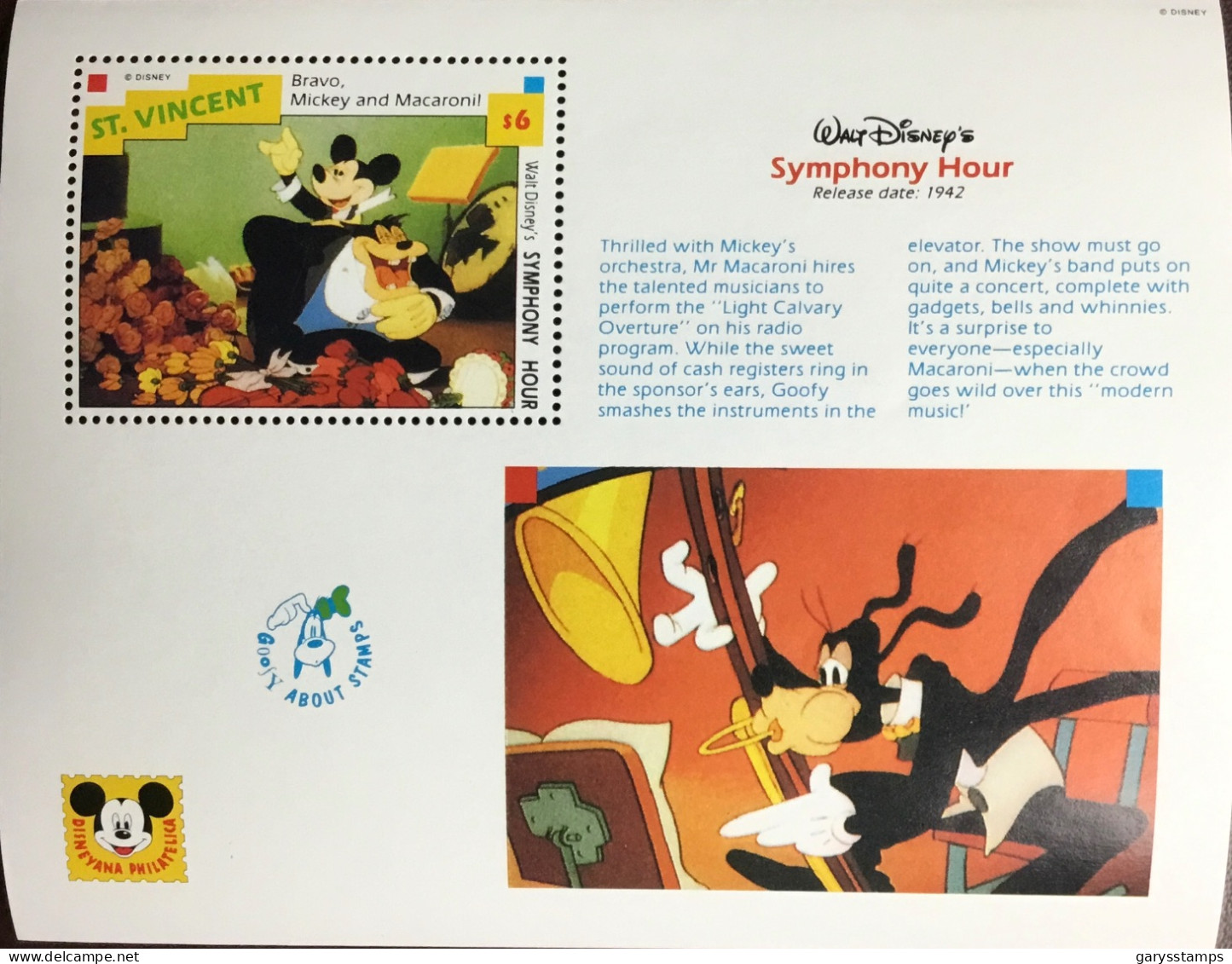 St Vincent 1992 Symphony Hour Disney Minisheet MNH - St.Vincent (1979-...)