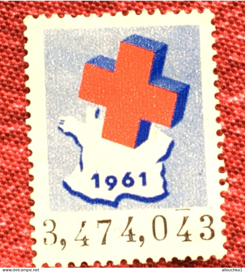 Croix Rouge Française-Timbre De Cotisation Adhèrent 1961 - Red Cross--Vignette-Erinnophilie-Stamp-Viñeta-Bollo - Croix Rouge