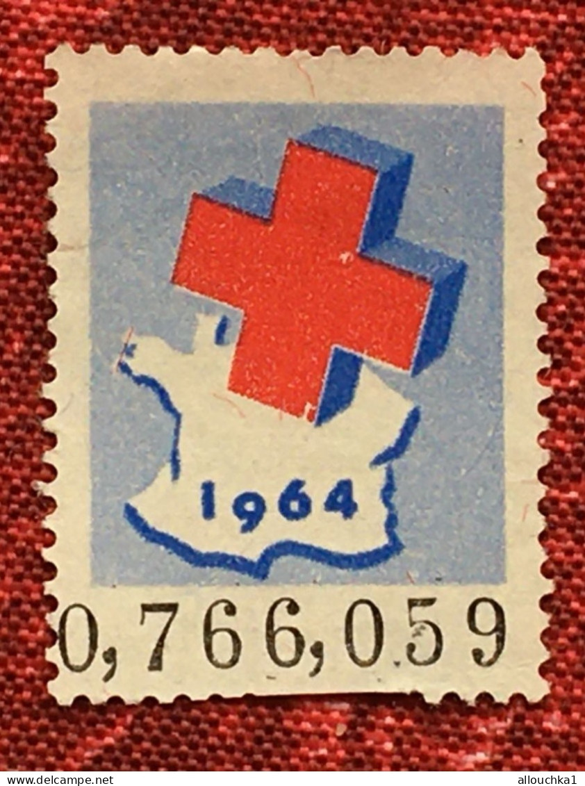 Croix Rouge Française-Timbre Cotisation Adhèrent 1964 -Red Cross-Vignette-Erinnophilie-Stamp-Viñeta-Bollo - Cruz Roja