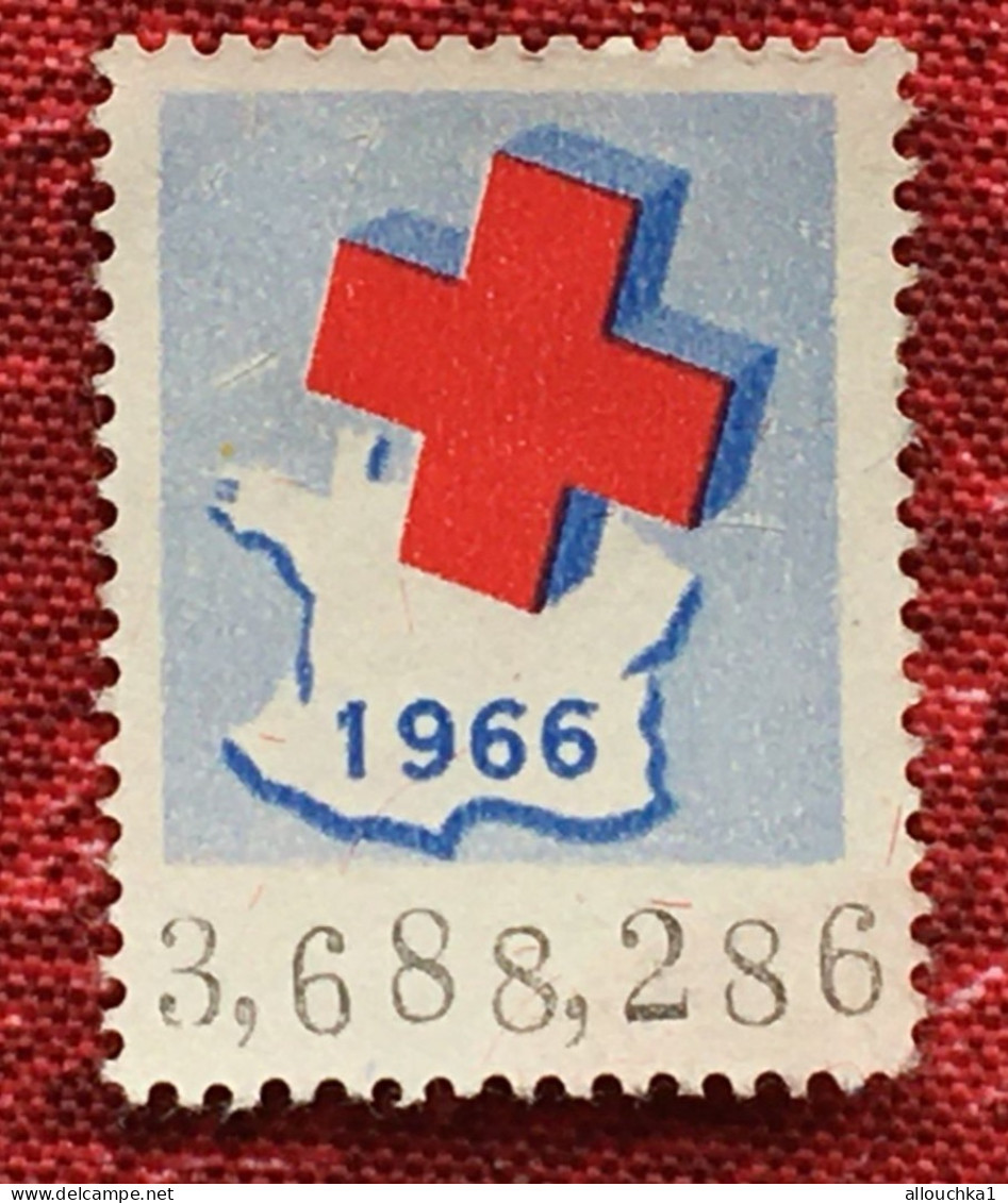 Croix Rouge Française-Timbre Cotisation Adhèrent 1966 -Red Cross-Vignette-Erinnophilie-Stamp-Viñeta-Bollo - Cruz Roja