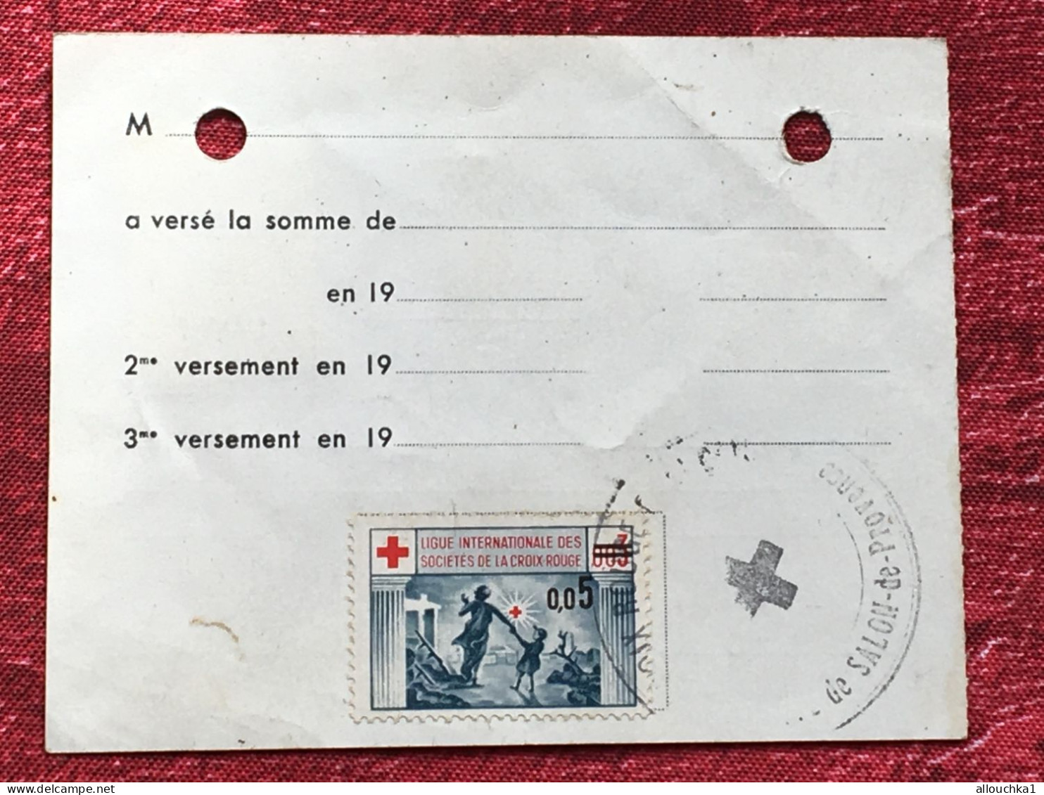 Croix Rouge Française-carte +2 Timbre Cotisation Adhèrent 1965-R.V Red Cross-Vignette-Erinnophilie-Stamp-Viñeta-Bollo - Rode Kruis