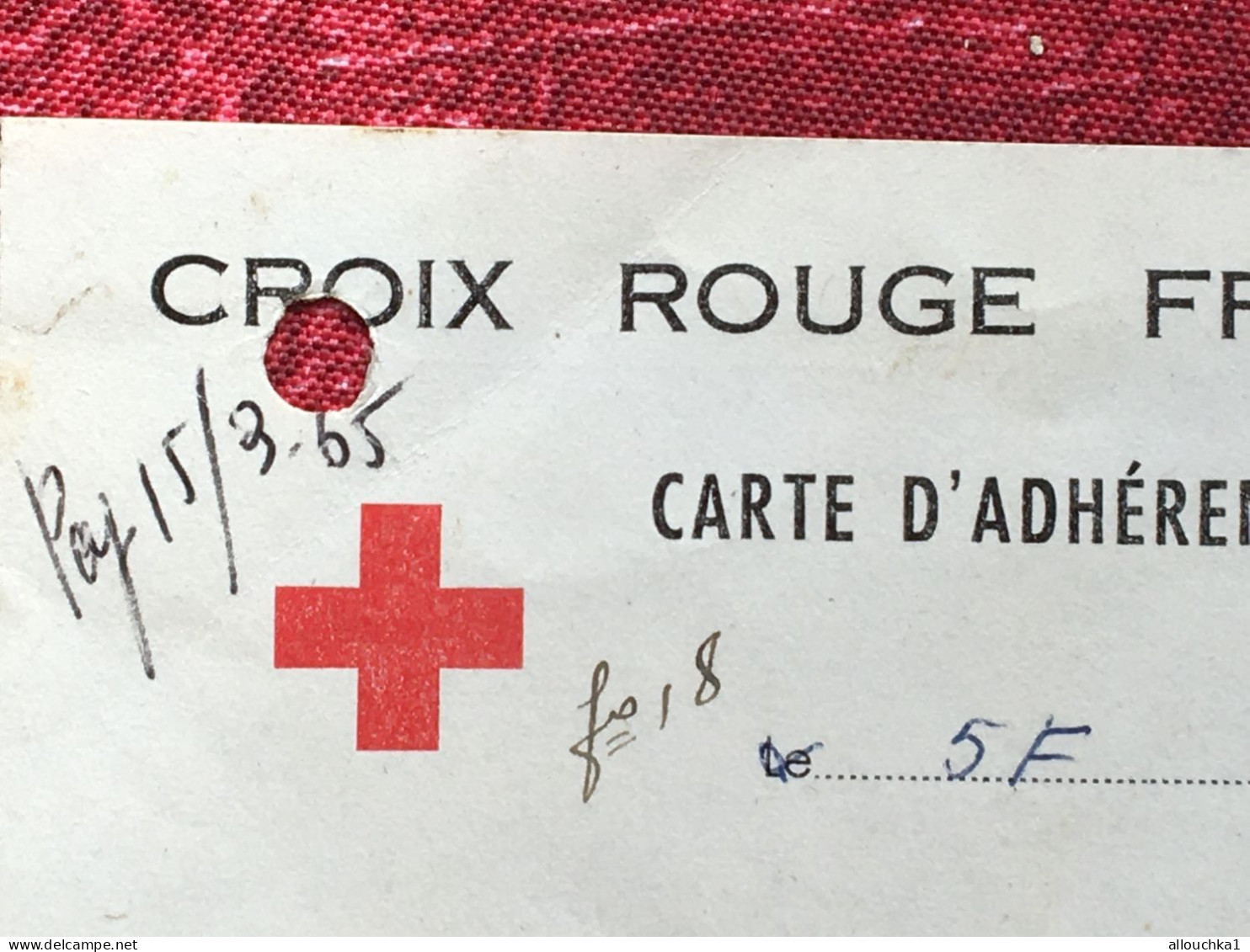 Croix Rouge Française-carte +2 Timbre Cotisation Adhèrent 1965-R.V Red Cross-Vignette-Erinnophilie-Stamp-Viñeta-Bollo - Croix Rouge