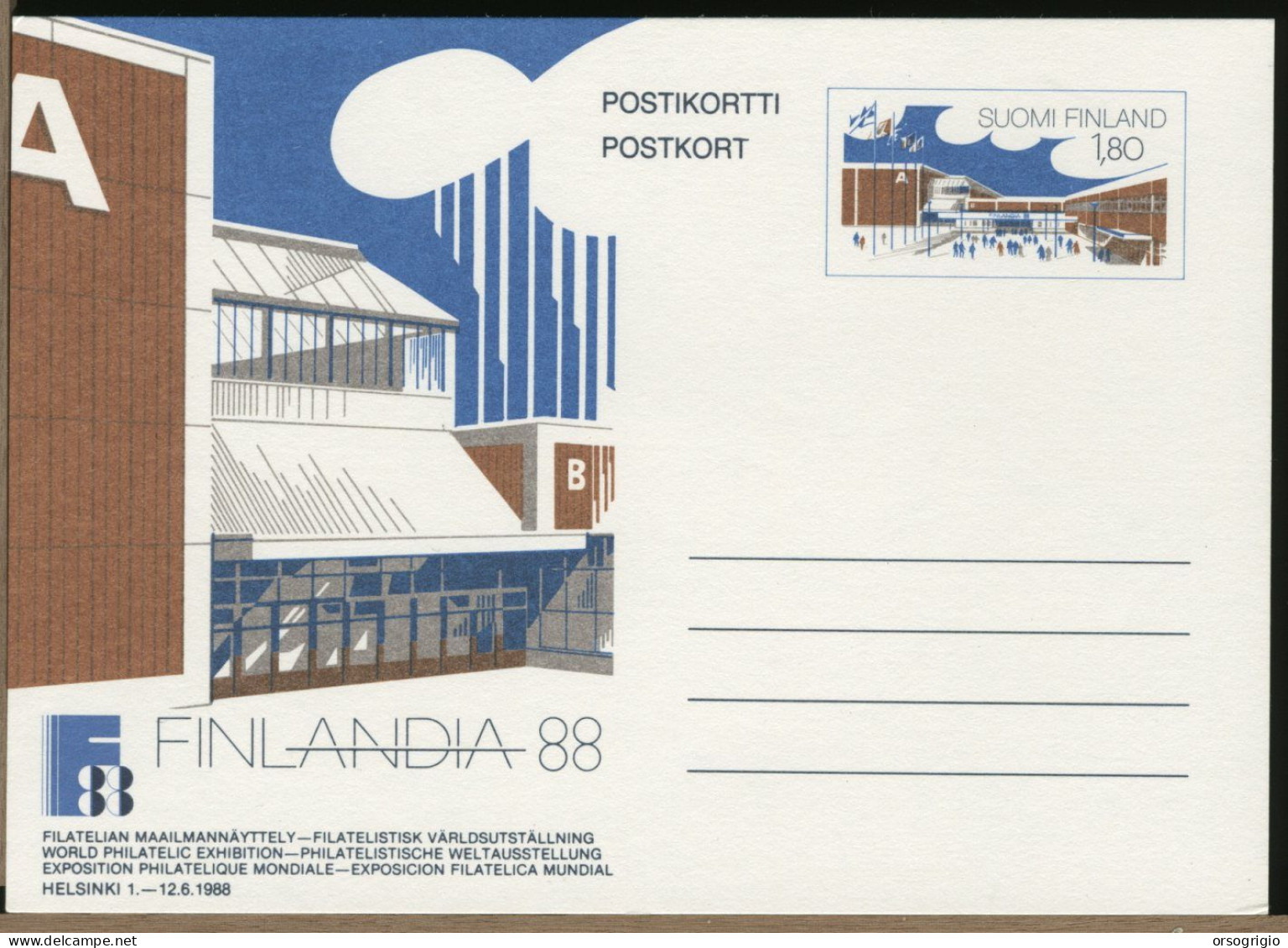 SUOMI FINLAND - 1988 - POSTKORT - 1,80 - Entiers Postaux