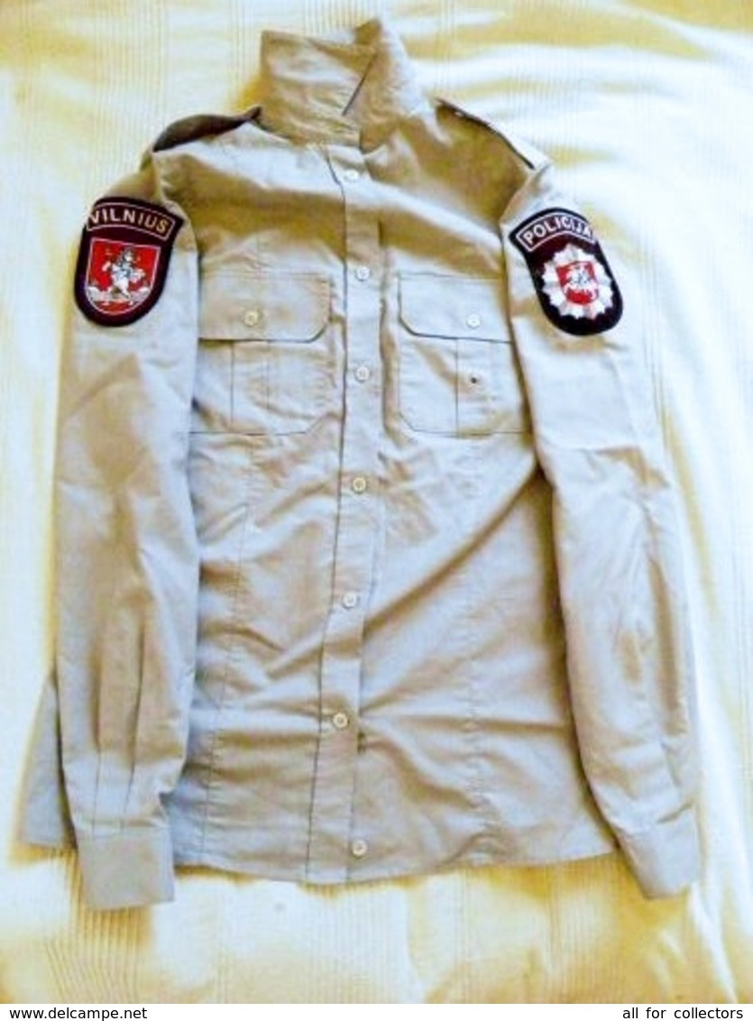 Not Used Police Uniform Shirt Shirts Lithuania Patch Coat Of Arms 2 Patches Vilnius City - Police & Gendarmerie