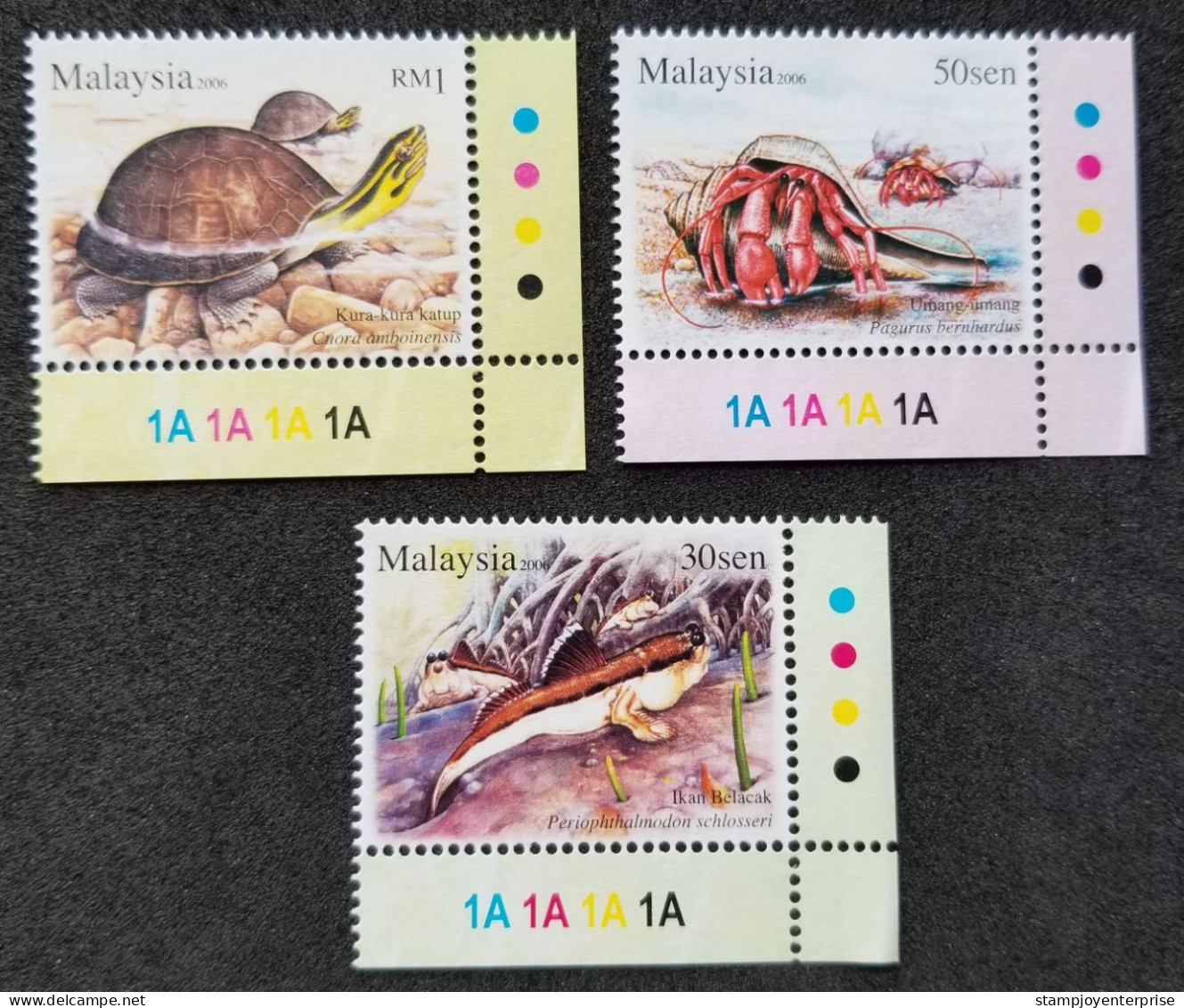 Malaysia Semi Aquatic Animal 2006 Turtle Crab Wildlife Fauna (stamp Color Code) MNH - Malaysia (1964-...)