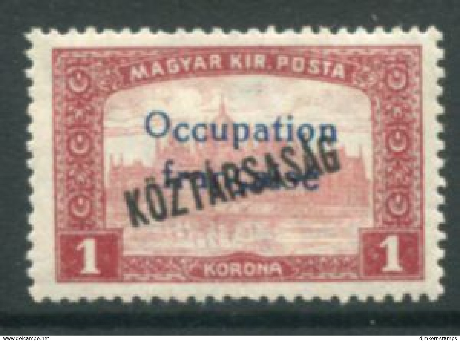 ARAD (French Occupation) 1919 Overprint On Parliament KÖZTARSASAG 1 Kr  LHM/ *.  Michel 38 - Non Classés